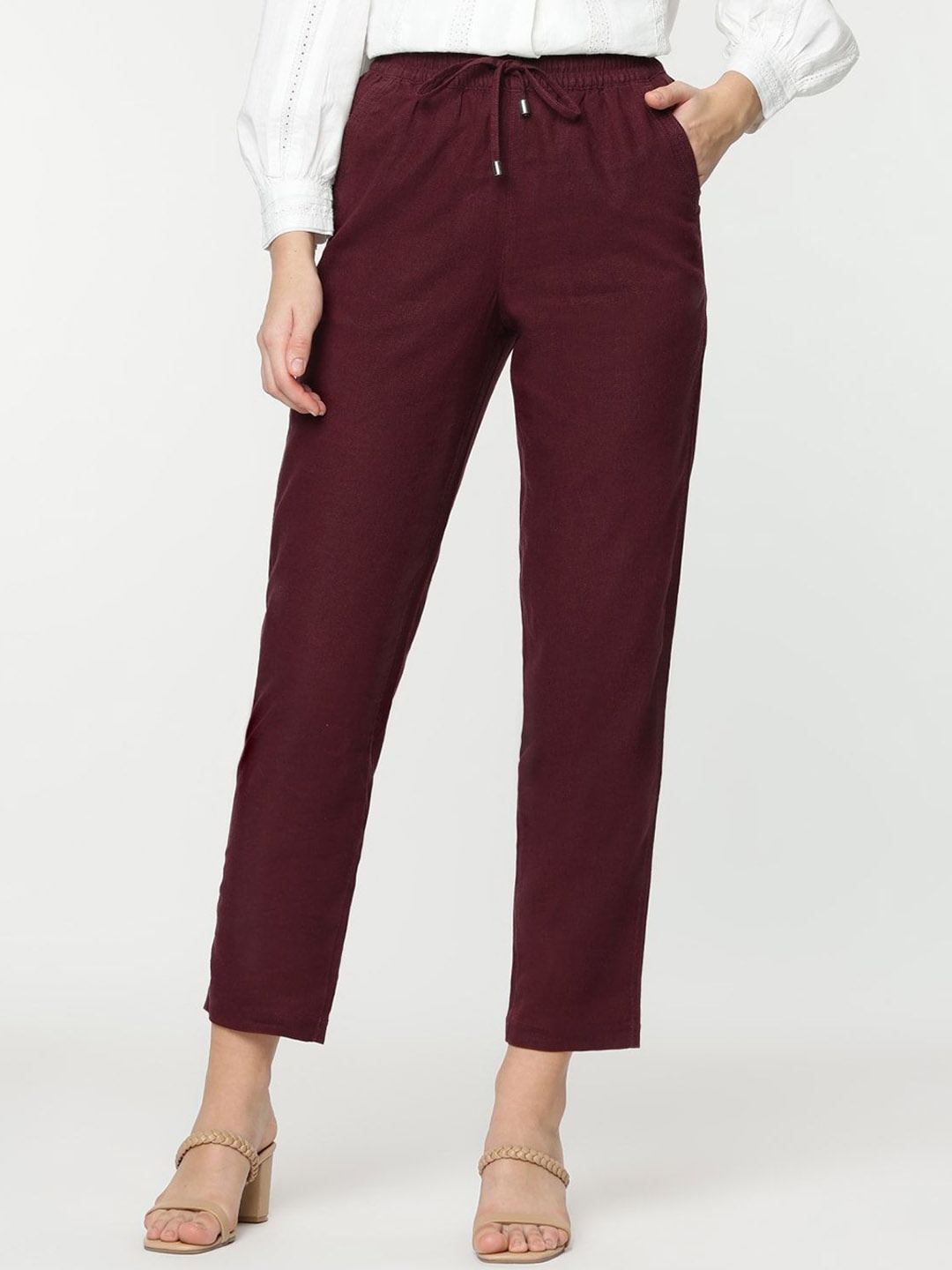 

Marks & Spencer Women High-Rise Trousers, Purple