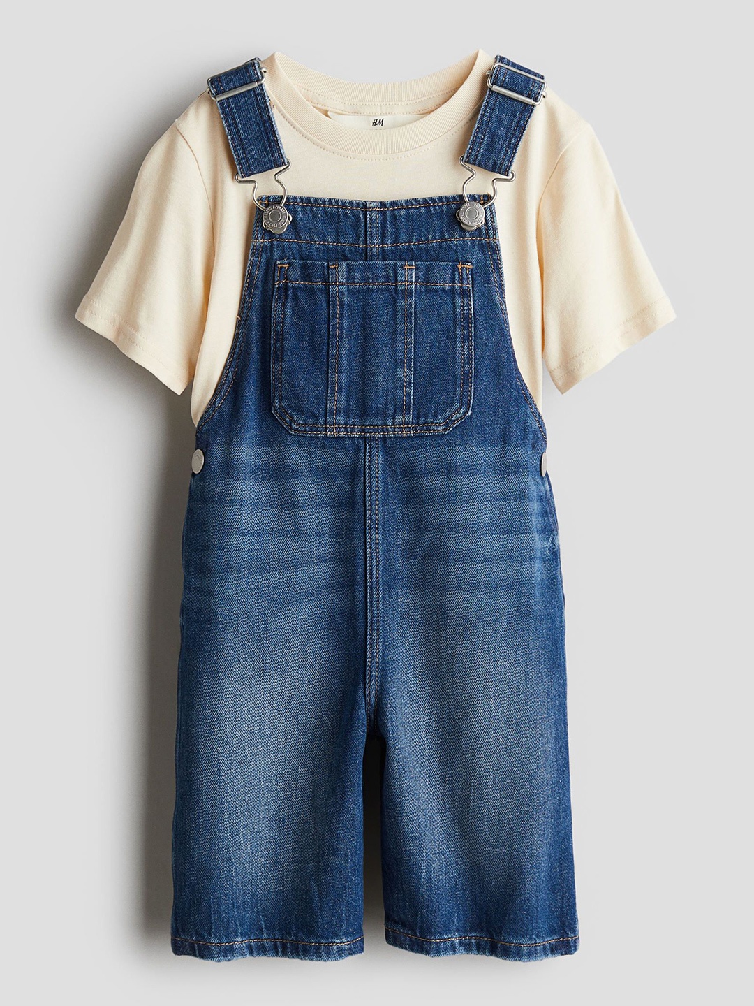 

H&M 2-Piece Dungaree Shorts Set, Blue