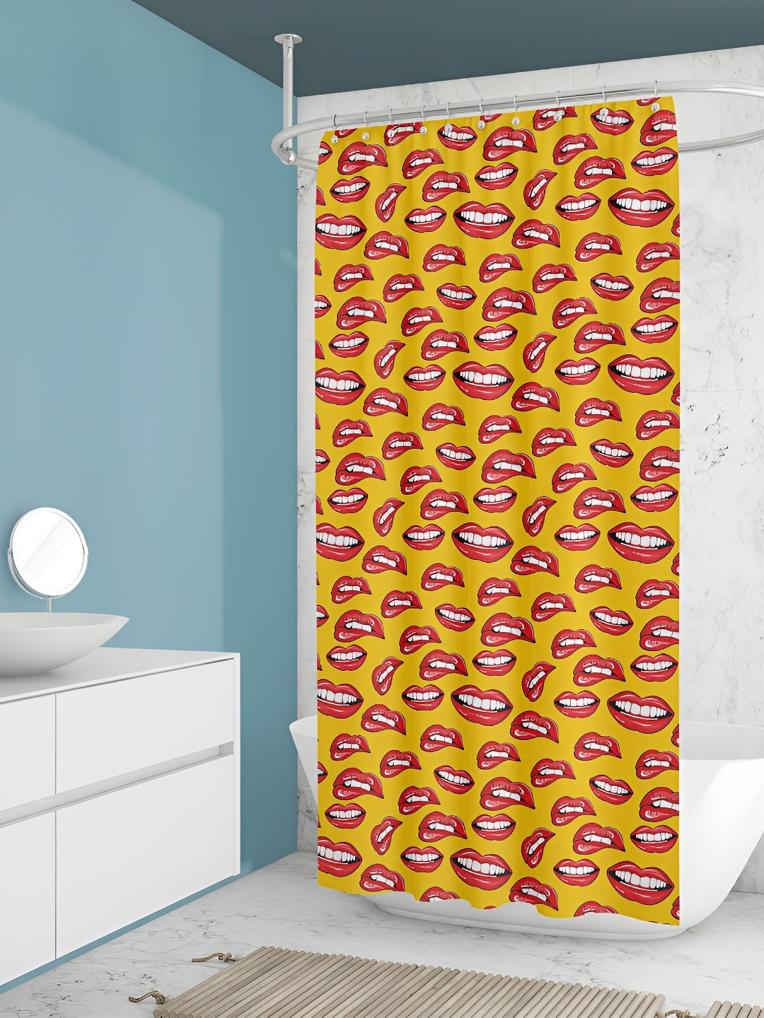 

ArtzFolio Yellow & Pink Printed Waterproof Shower Curtain