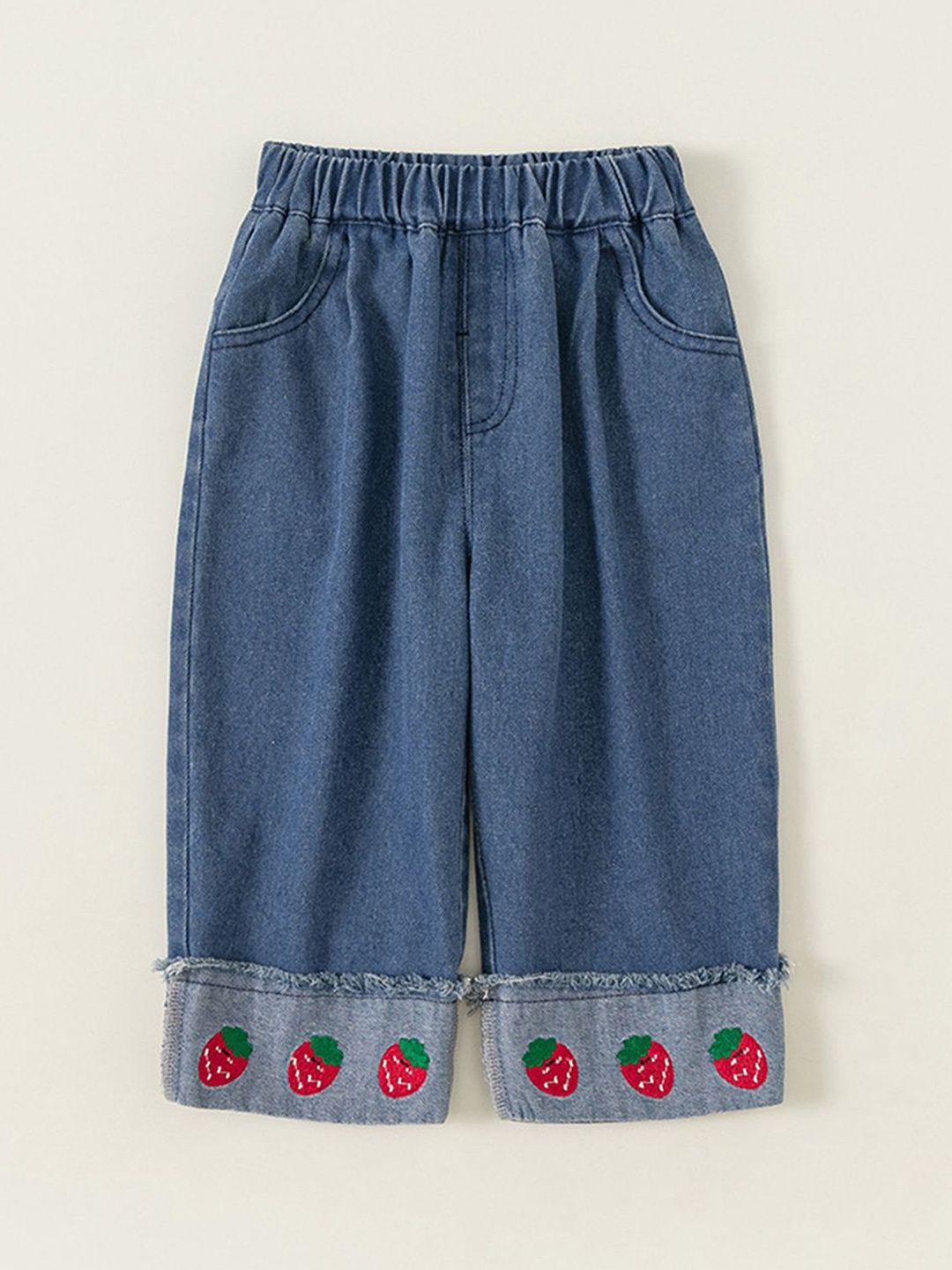 

LULU & SKY Girls Wide Leg High-Rise Cotton Jeans, Blue