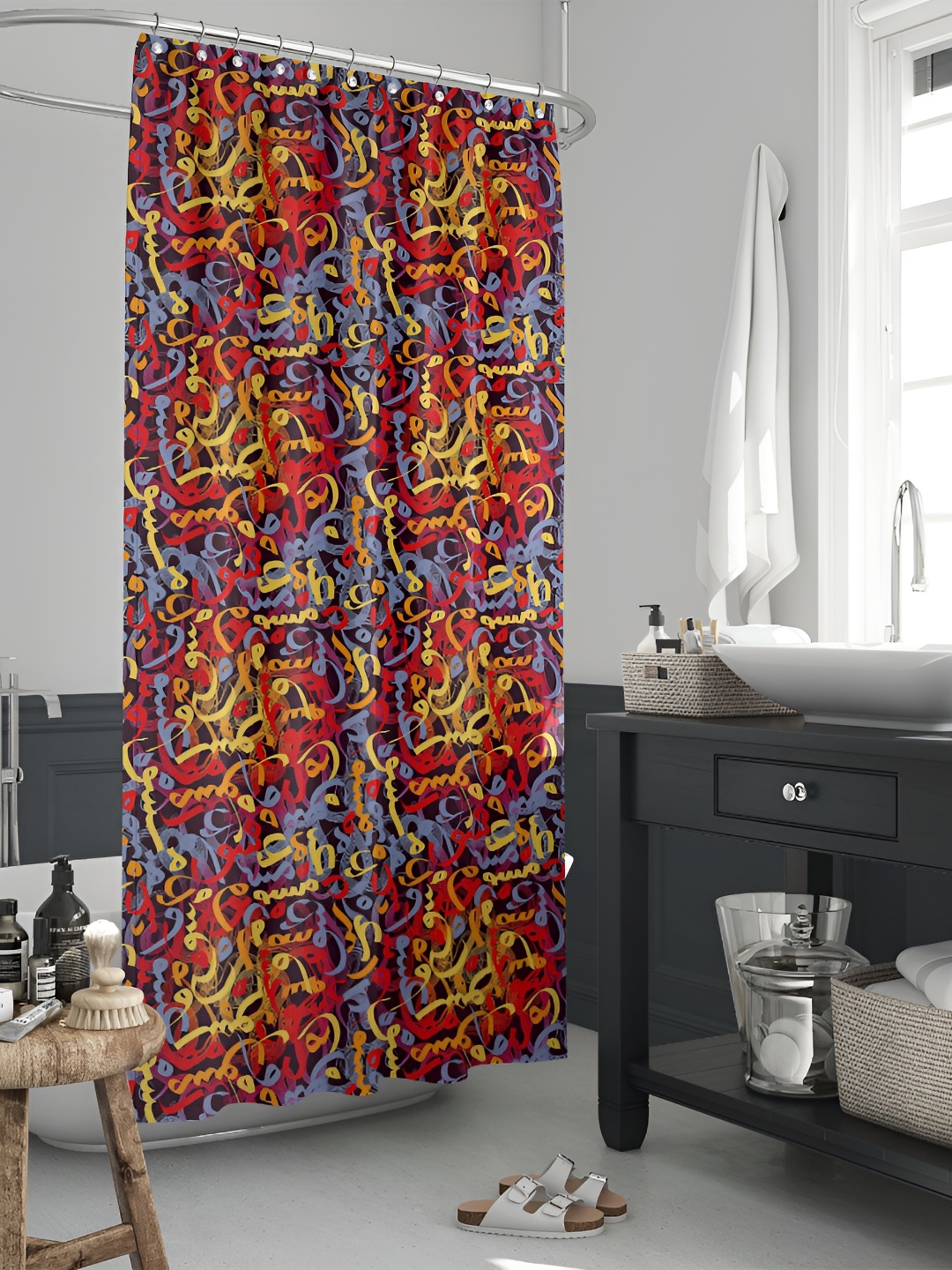 

ArtzFolio Single Piece Waterproof Polyester Shower Curtain, Multi