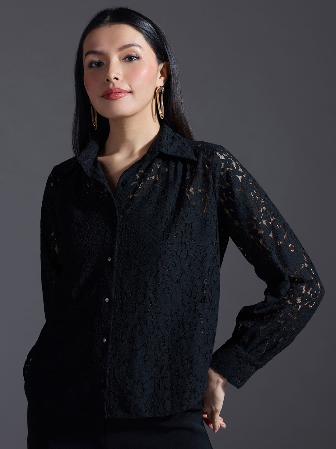 

20Dresses Women Opaque Party Shirt, Black