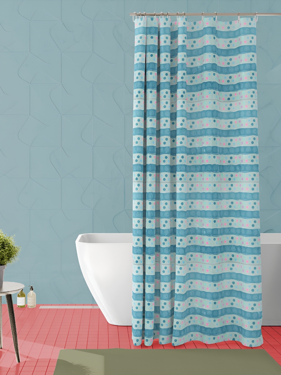 

ArtzFolio Blue & Beige Geometric Printed Waterproof Shower Curtain