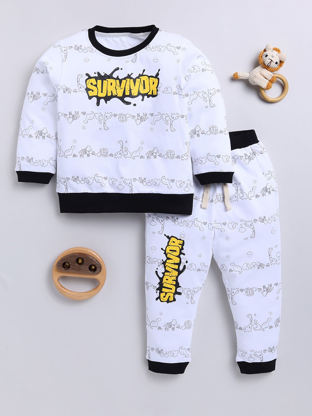 

BAESD Boys Printed Pure Cotton Sweatshirt with Joggers, White