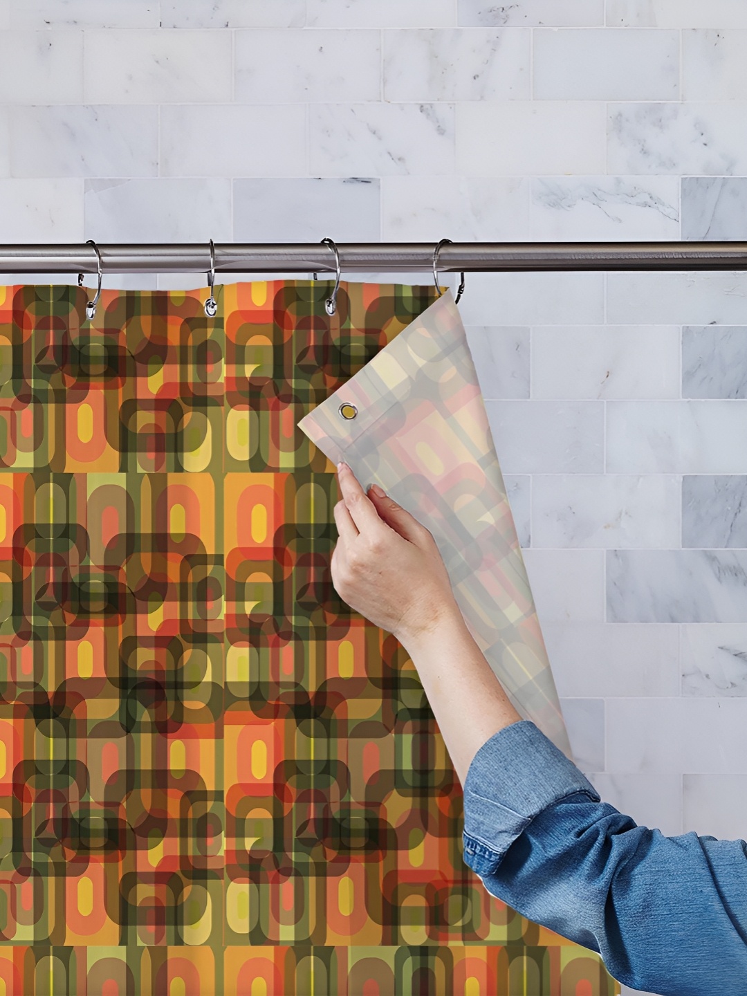 

ArtzFolio Yellow & Green Printed Water Proof Shower Curtain