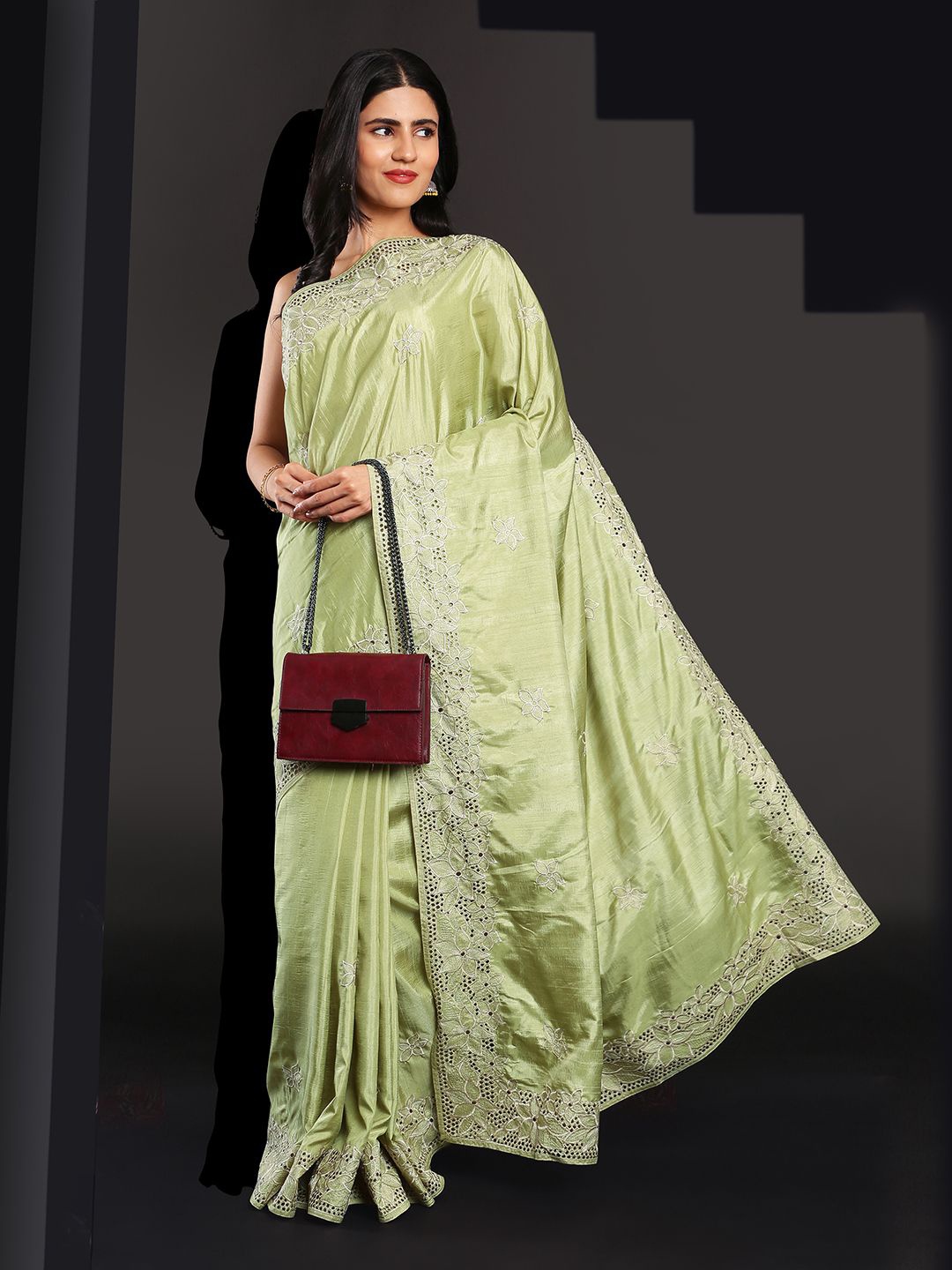 

Kalyan Silks Woven Design Jute Cotton Tussar Saree, Green