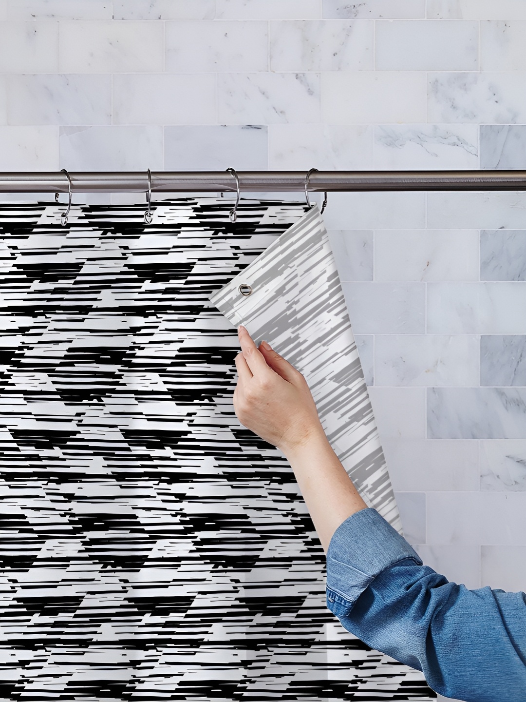 

ArtzFolio Black & White Abstract Printed Waterproof Polyester Shower Curtain