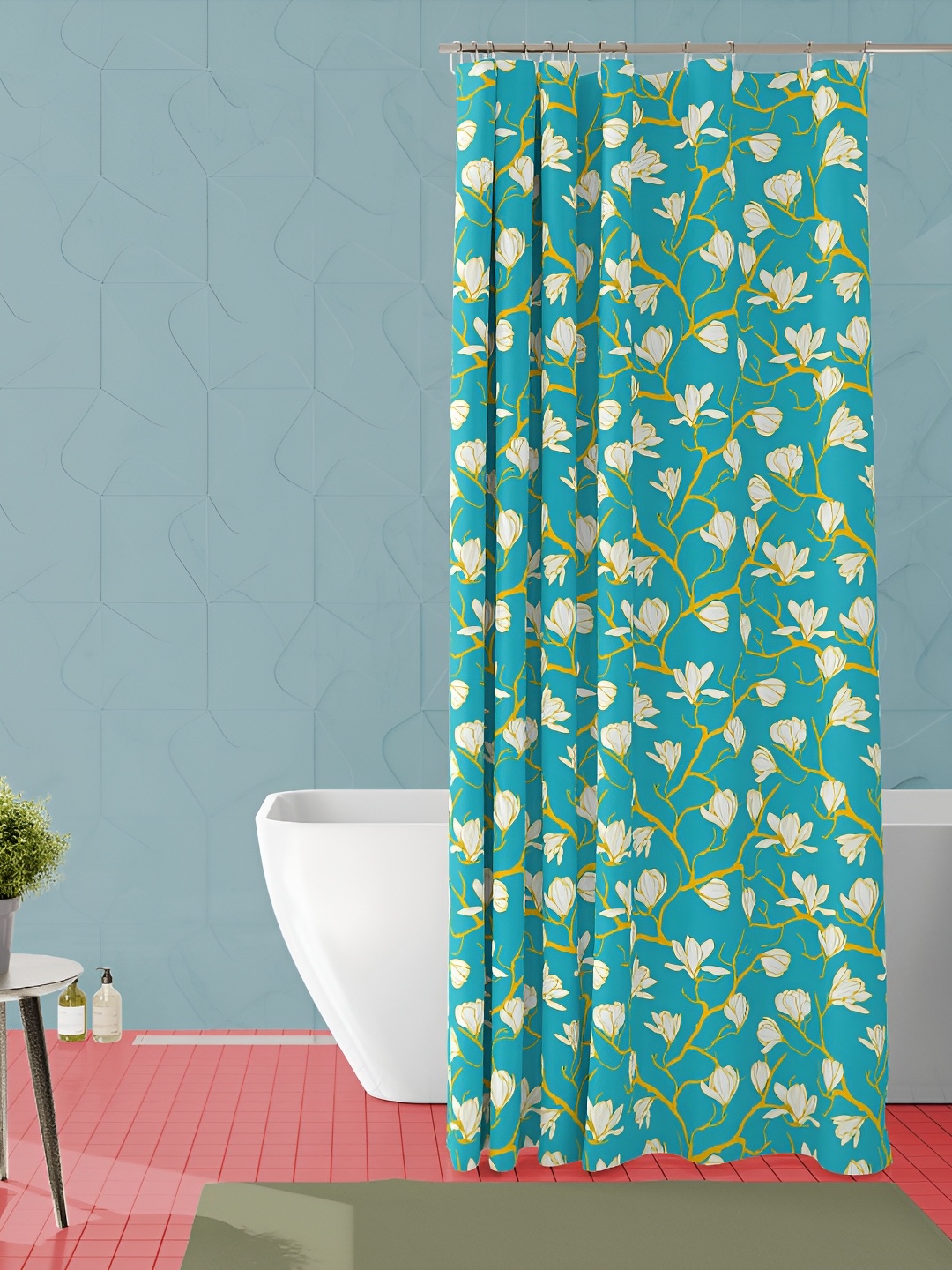 

ArtzFolio Blue & Yellow Printed Waterproof Shower Curtain