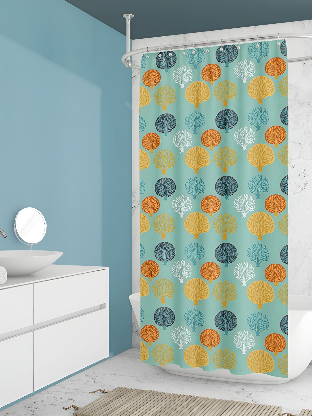 

ArtzFolio Blue & Yellow Printed Waterproof Shower Curtain