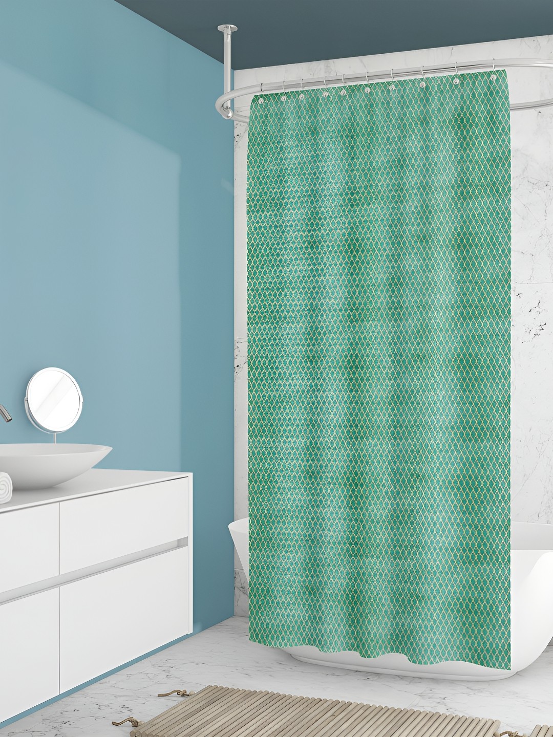

ArtzFolio Green & Beige Geometric Printed Waterproof Shower Curtain