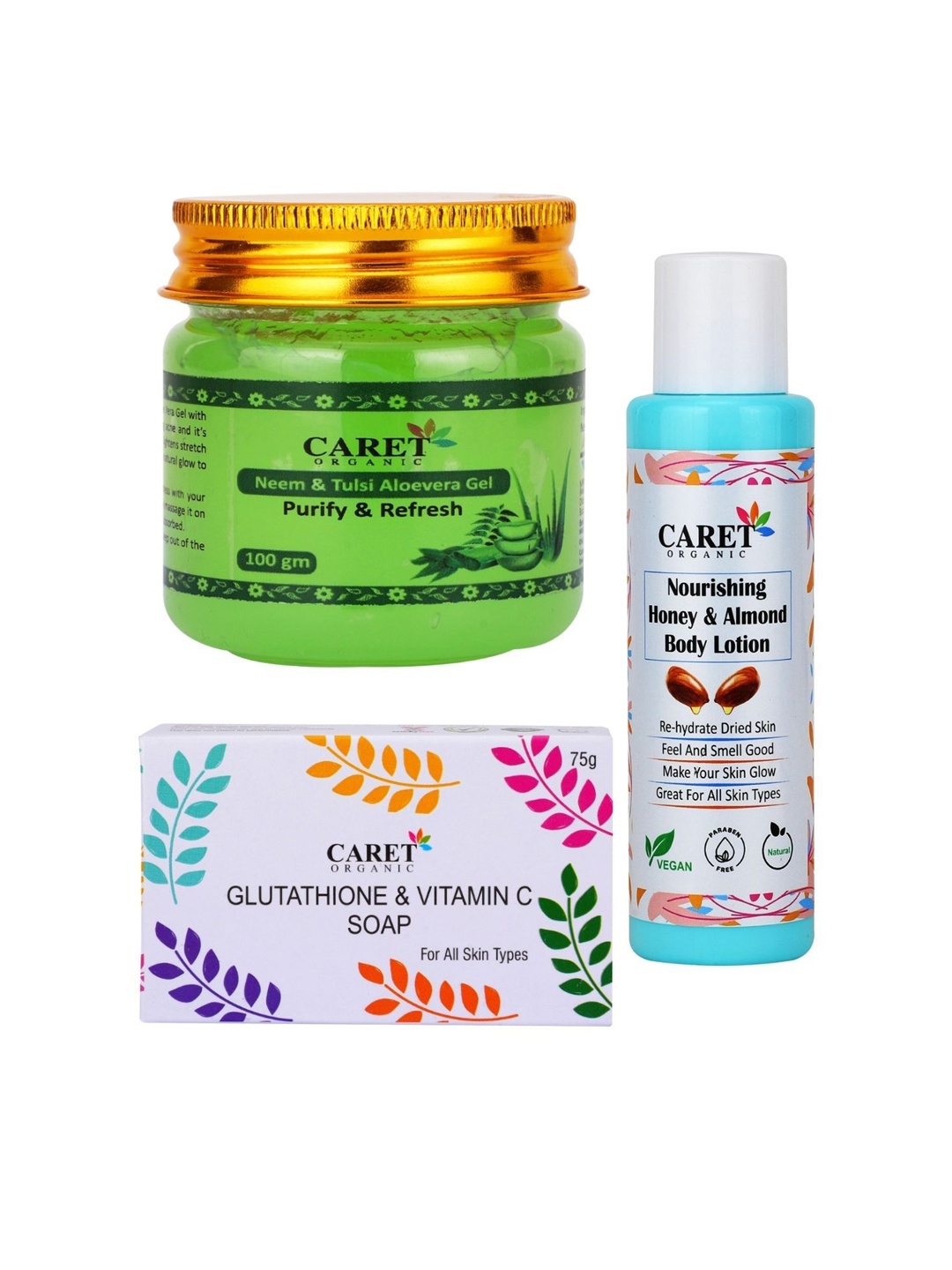 

CARET ORGANIC Set Of 3 Skin Care Combo, White