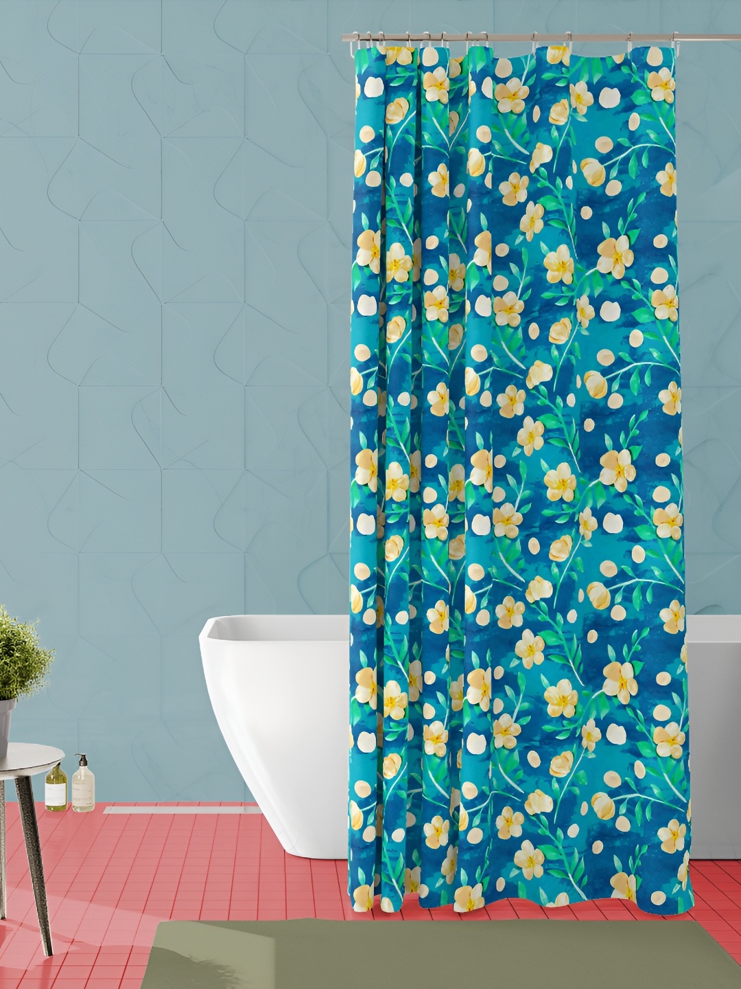

ArtzFolio Blue & Yellow Printed Waterproof Shower Curtain