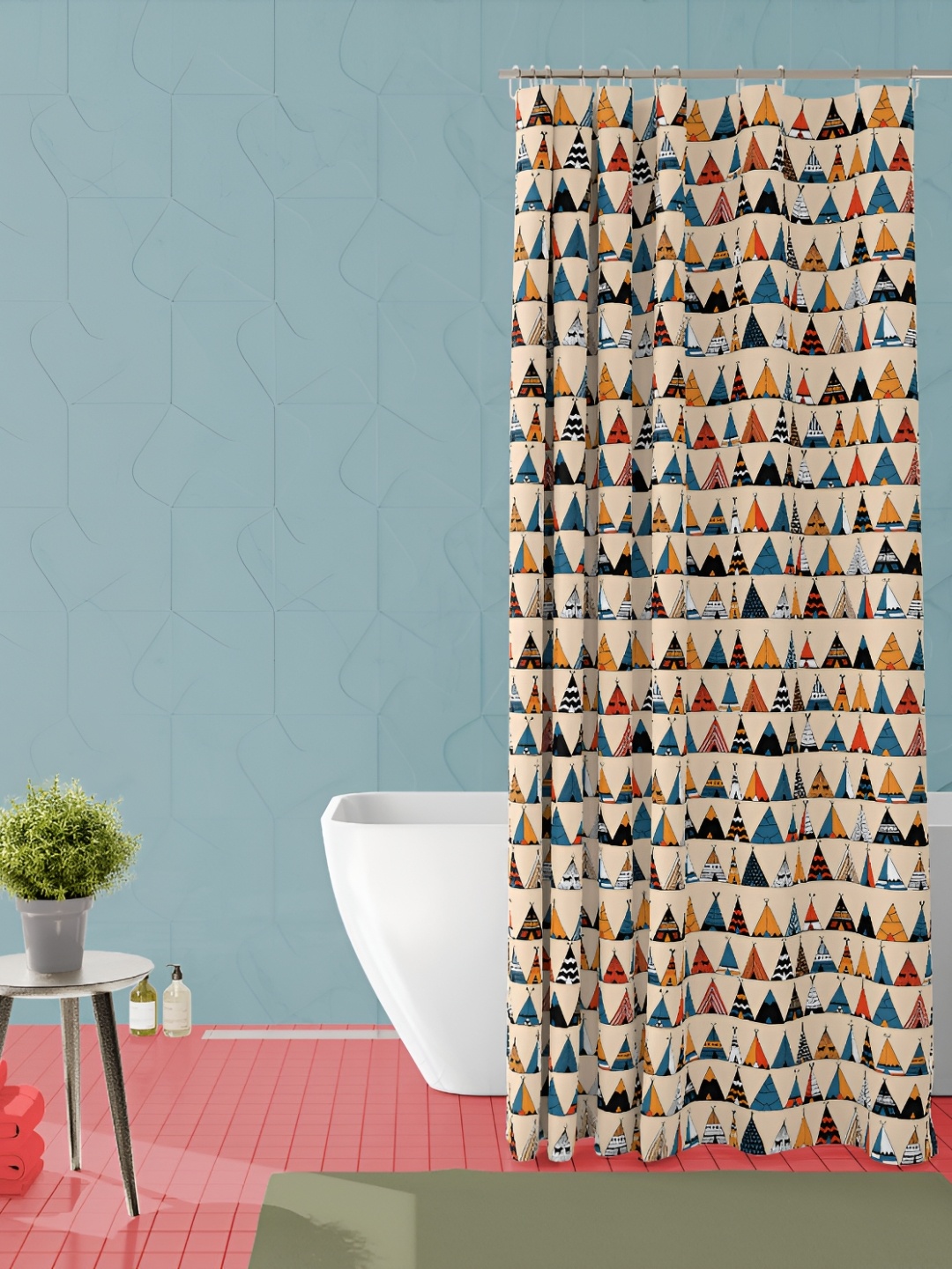 

ArtzFolio Pink & Blue & Printed Water Proof Shower Curtain