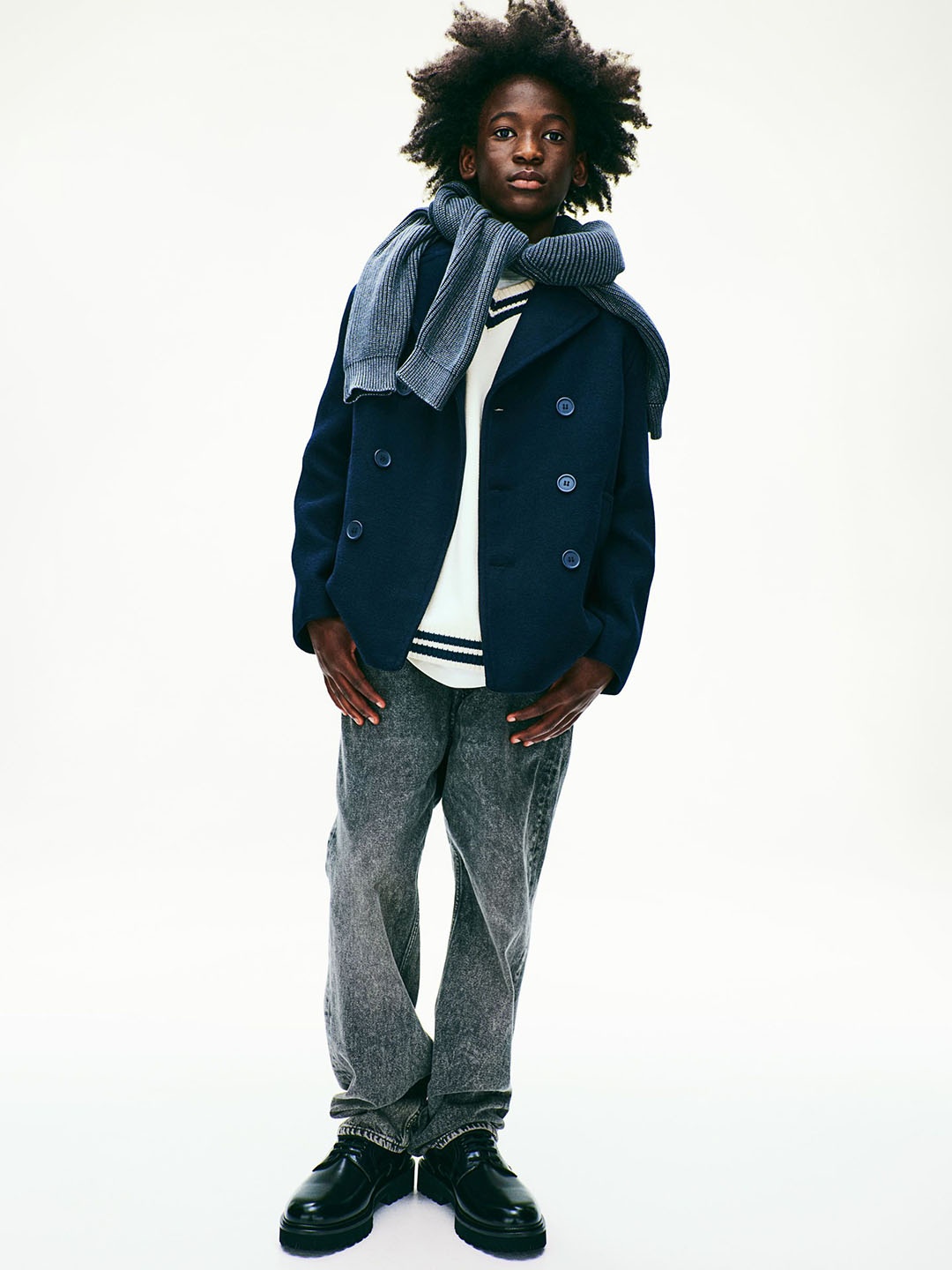 

H&M Boys Double Breasted Peacoat, Blue