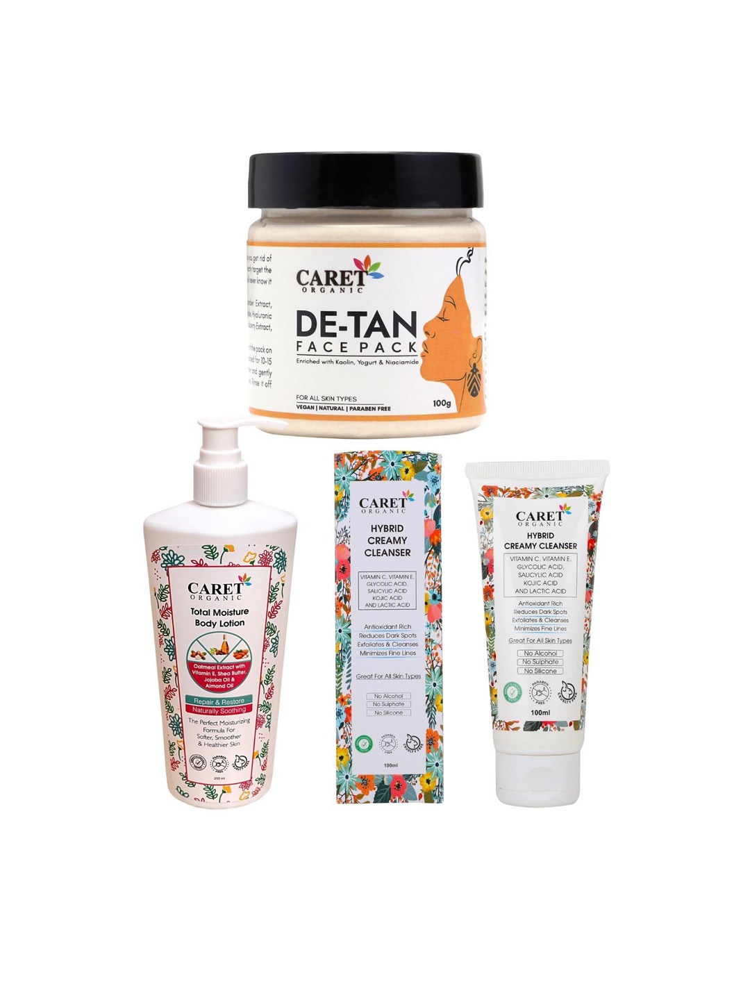 

CARET ORGANIC Set Of 3 Skin Care Combo, White