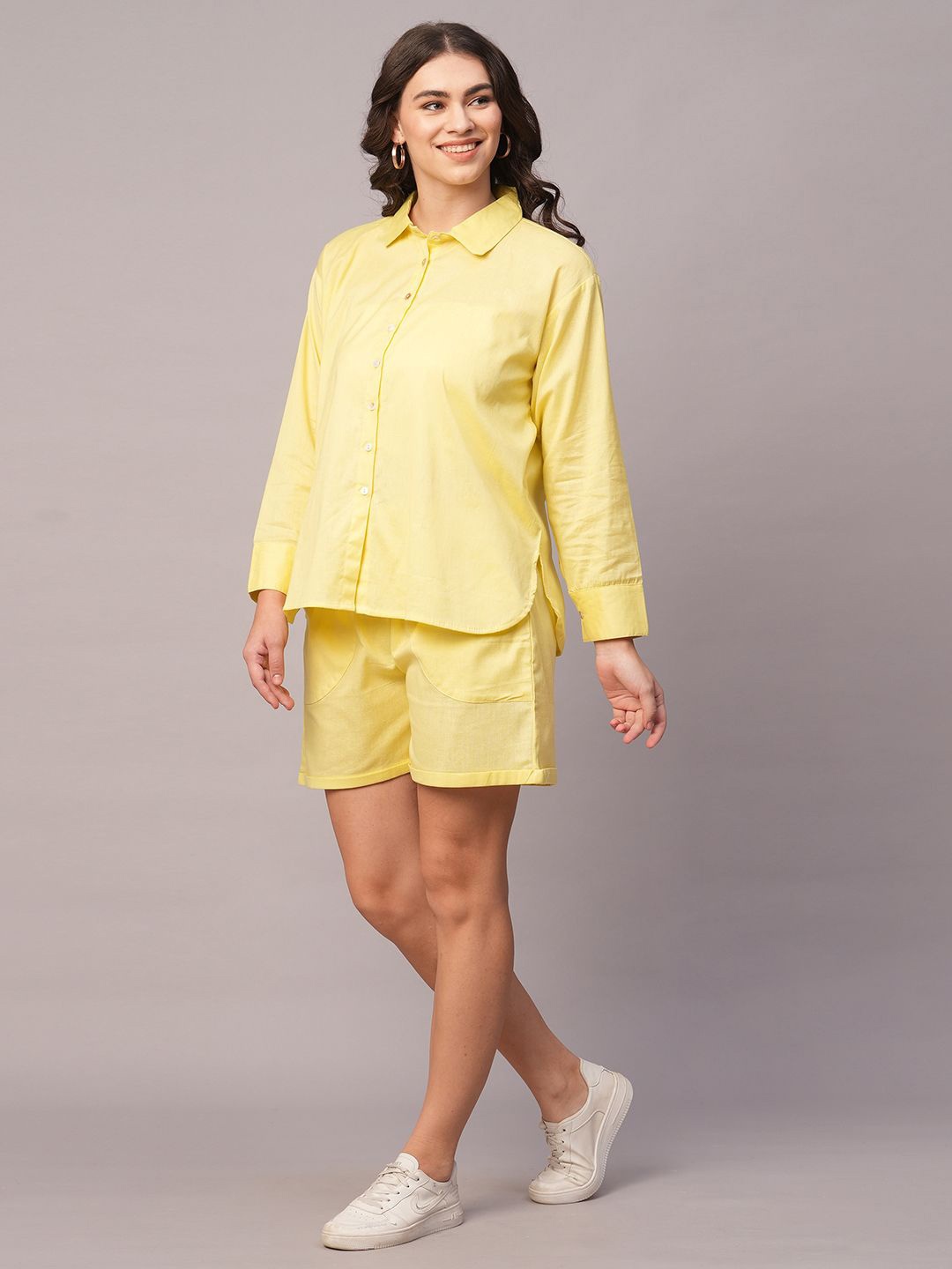 

Babli Pure Cotton Shirt With Short, Yellow