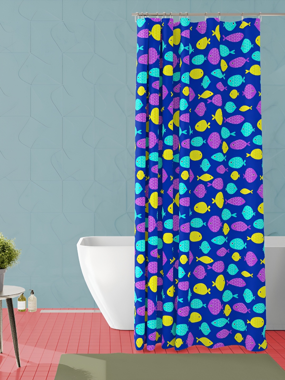

ArtzFolio Blue & Yellow Printed Waterproof Shower Curtain
