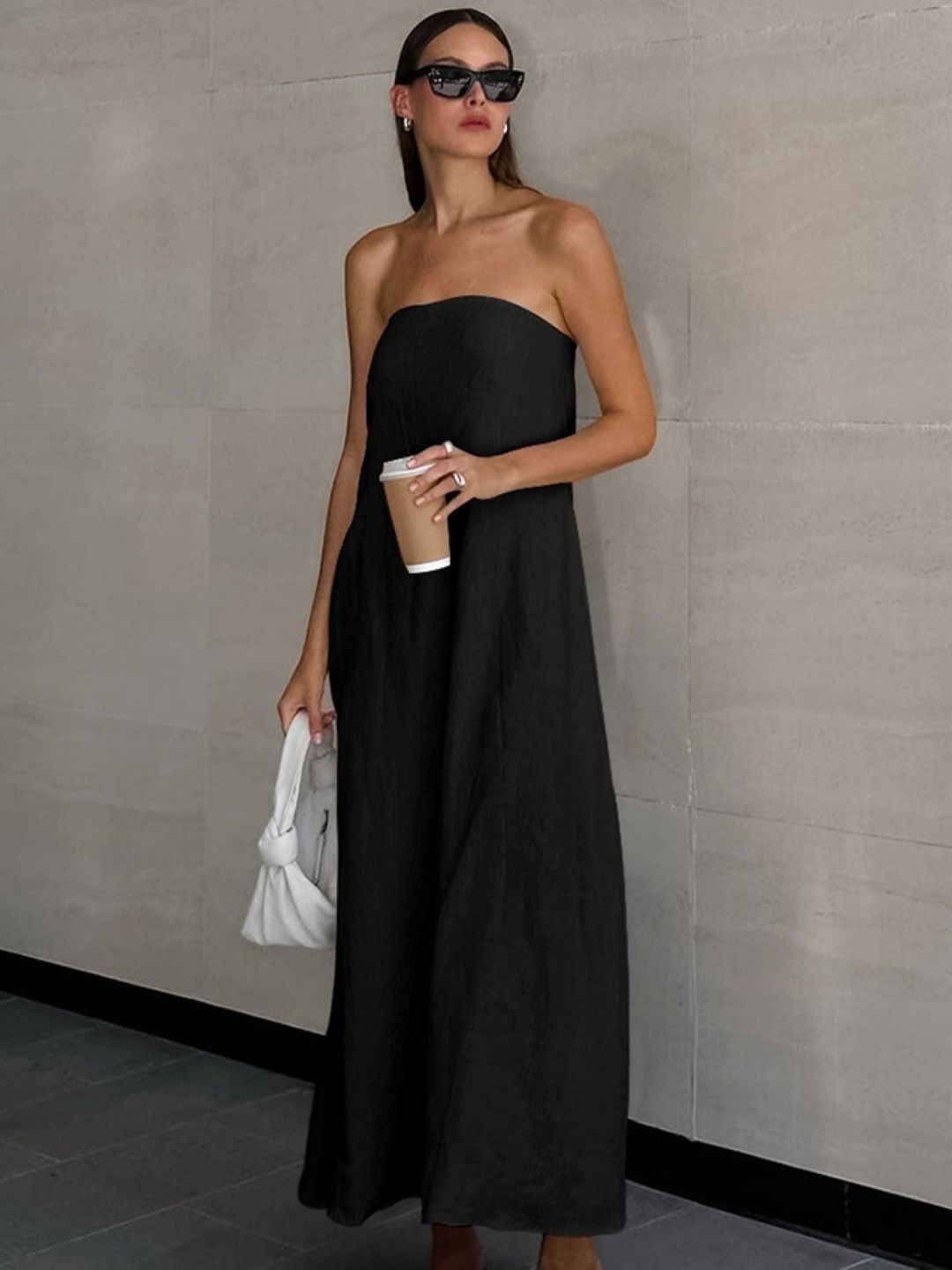 

StyleCast Women Cotton Off-Shoulder A-Line Maxi Dress, Black
