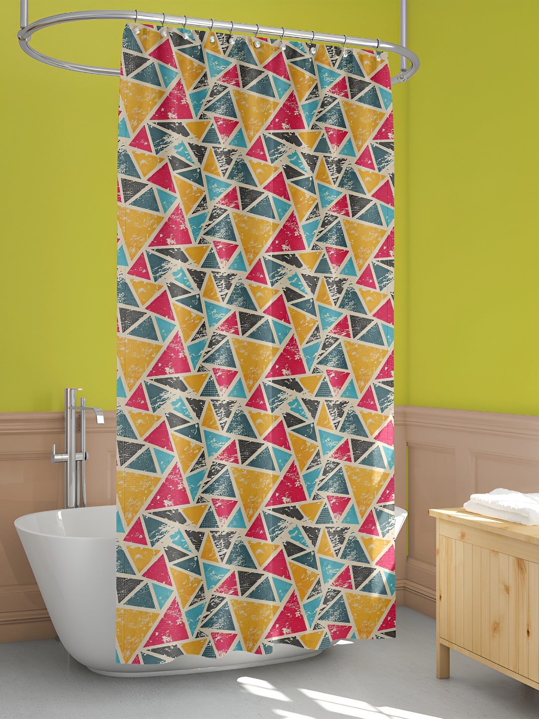 

ArtzFolio Yellow & Blue Printed Waterproof Shower Curtains