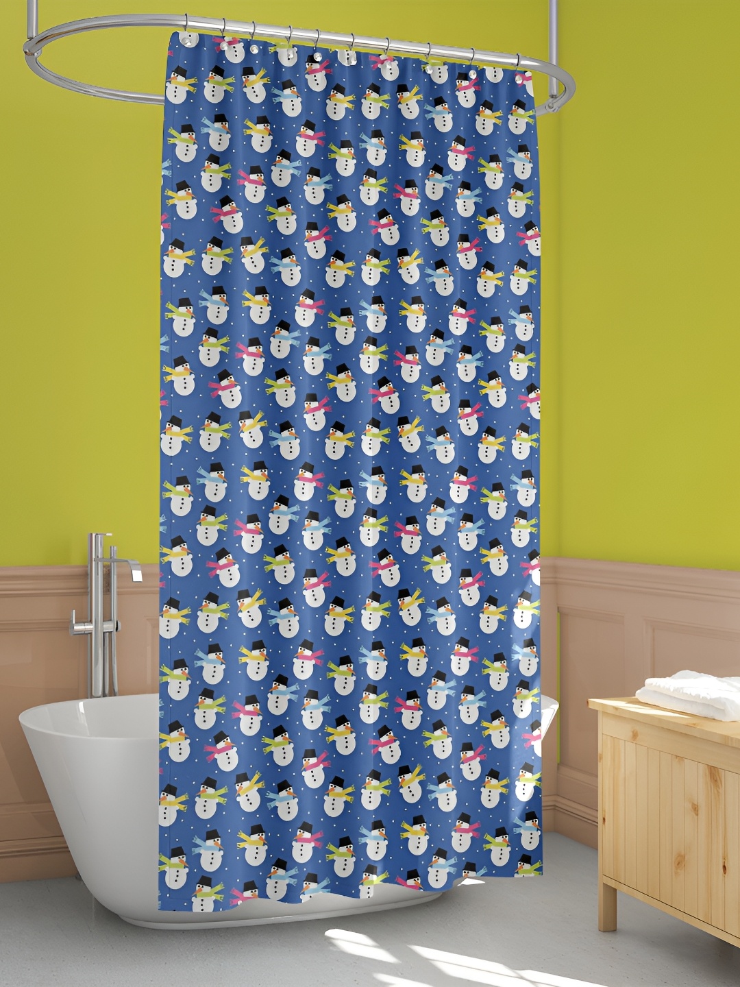 

ArtzFolio White & Blue Printed Waterproof Shower Curtain