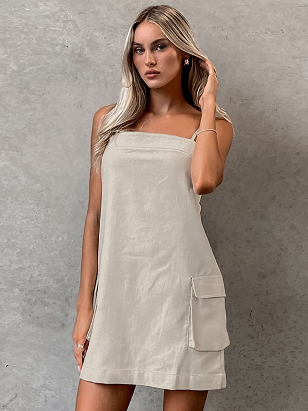 

StyleCast Women Shoulder Straps Sheath Dress, Khaki