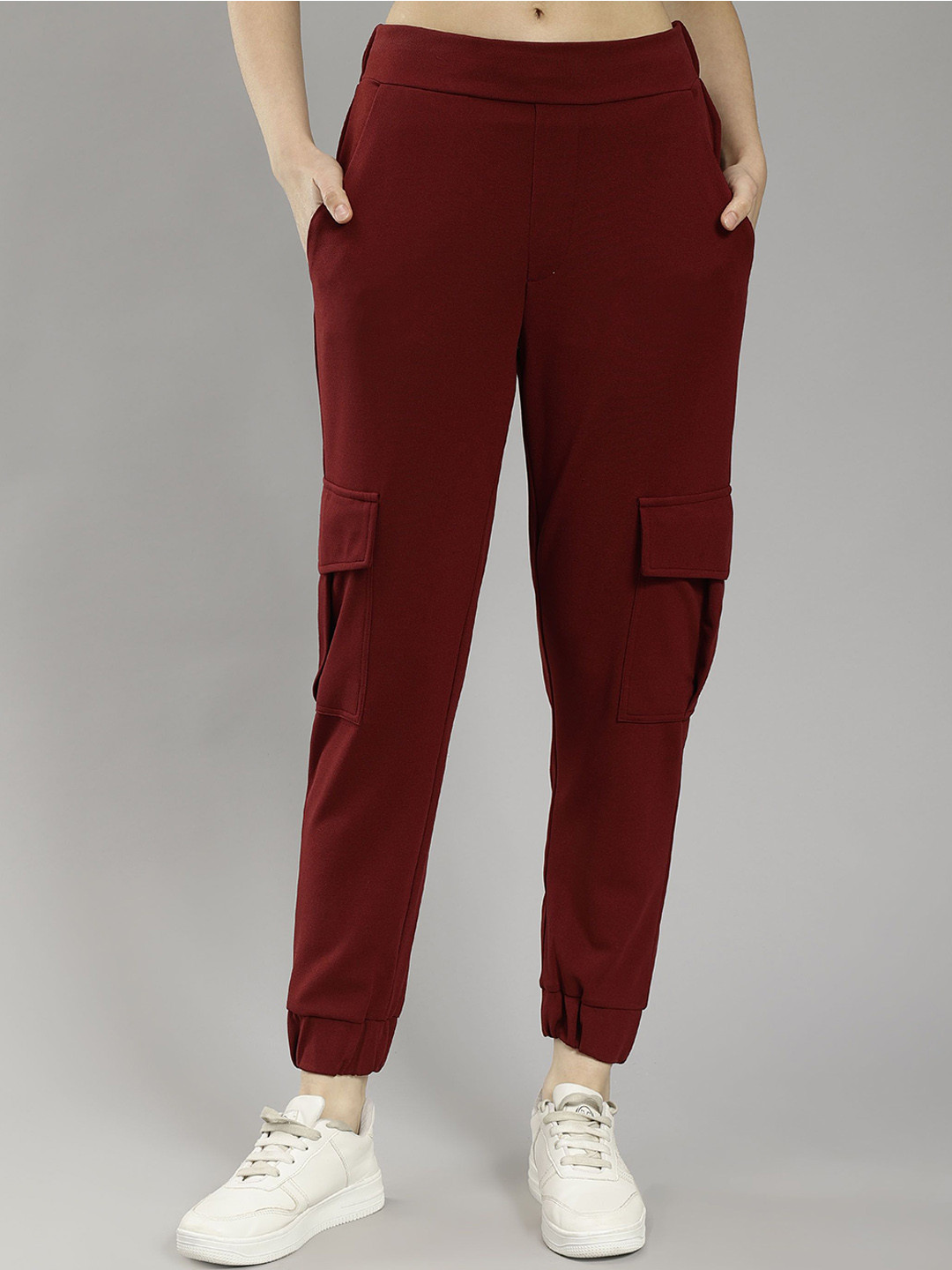 

SAFFE Women Mid-Rise Relaxed Loose Fit Joggers, Red