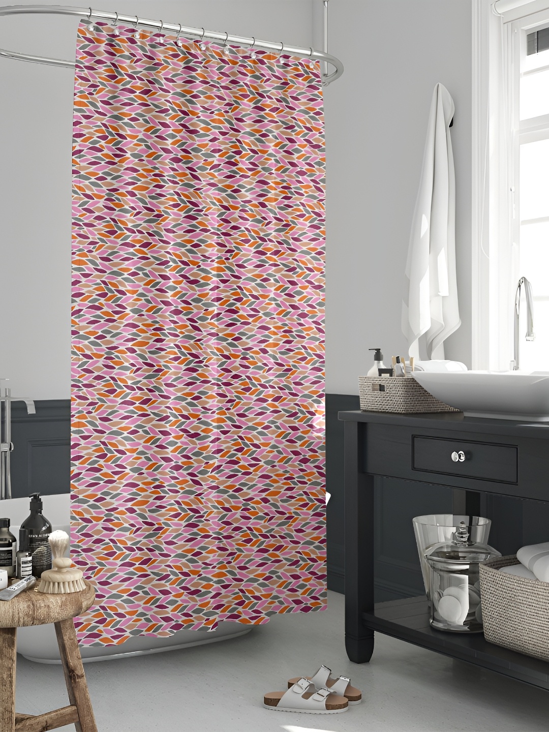 

ArtzFolio Pink & Green Printed Waterproof Shower Curtain