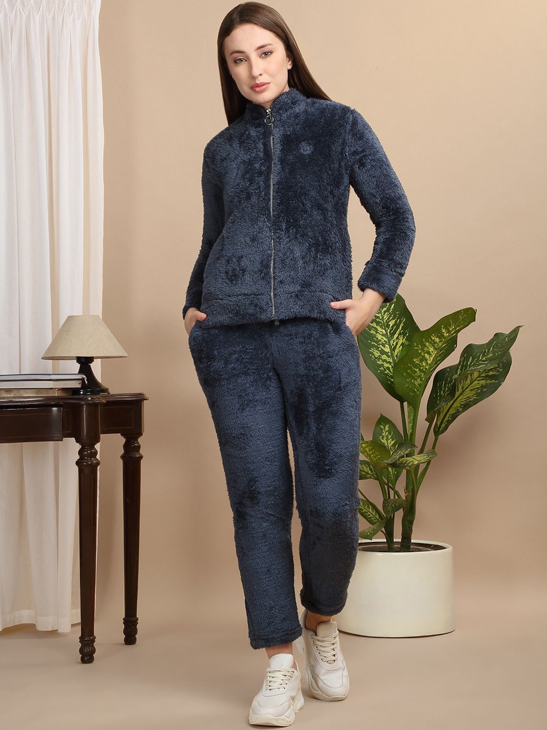 

Sweet Dreams Women Mock collar Tracksuit, Blue
