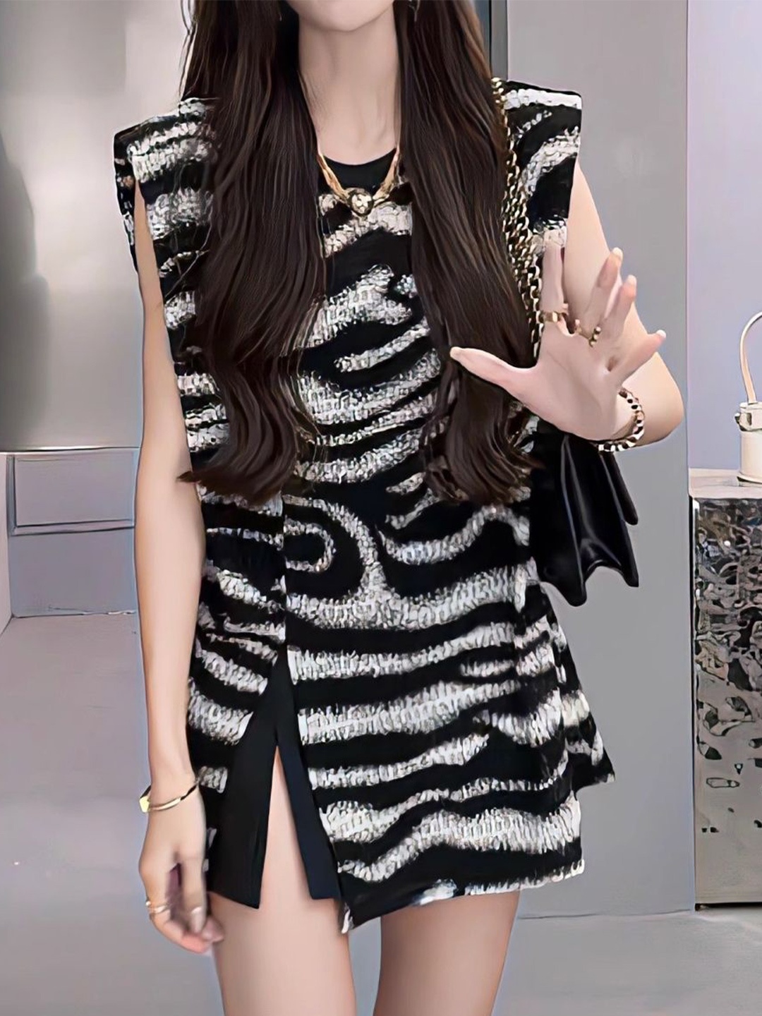 

KPOP Women Animal Printed Sheath Dress, Black