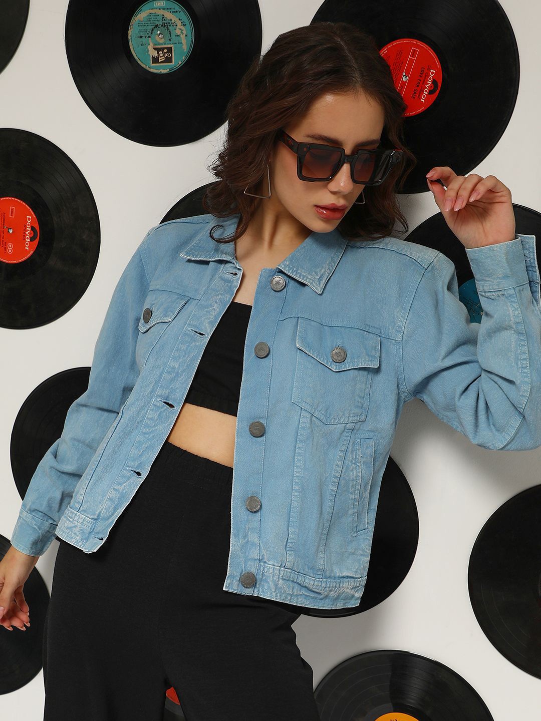 

Campus Sutra Women Lightweight Denim Jacket, Blue