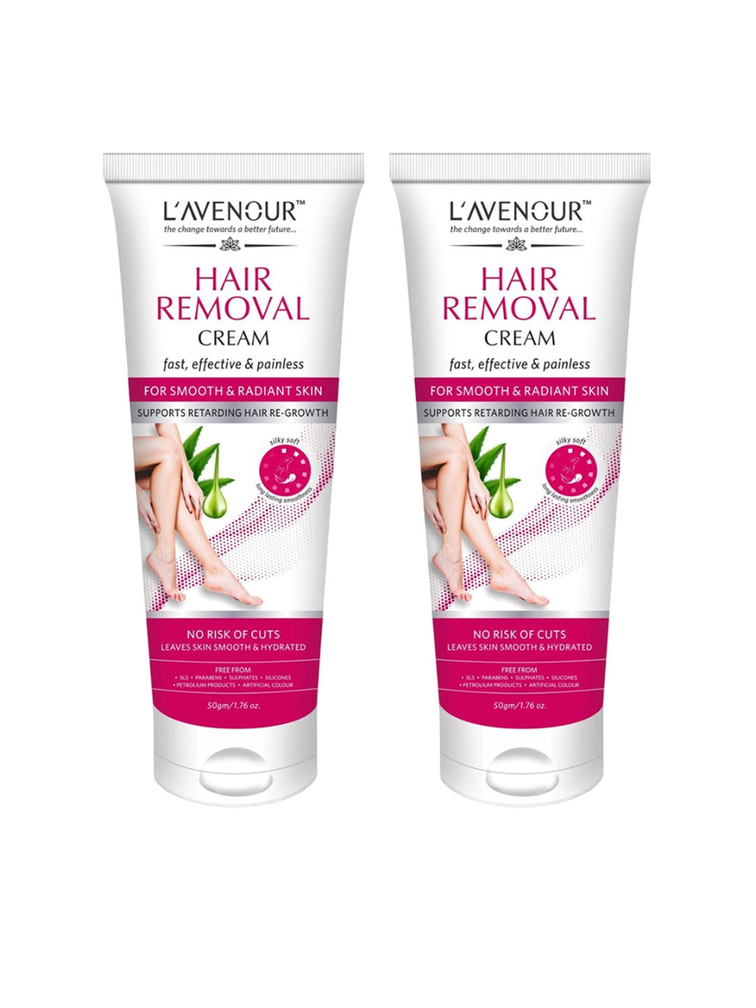 

L'AVENOUR Set Of 2 Hair Removal Cream For Arms, Underarms, Legs & Bikini Line- 50g Each, Pink