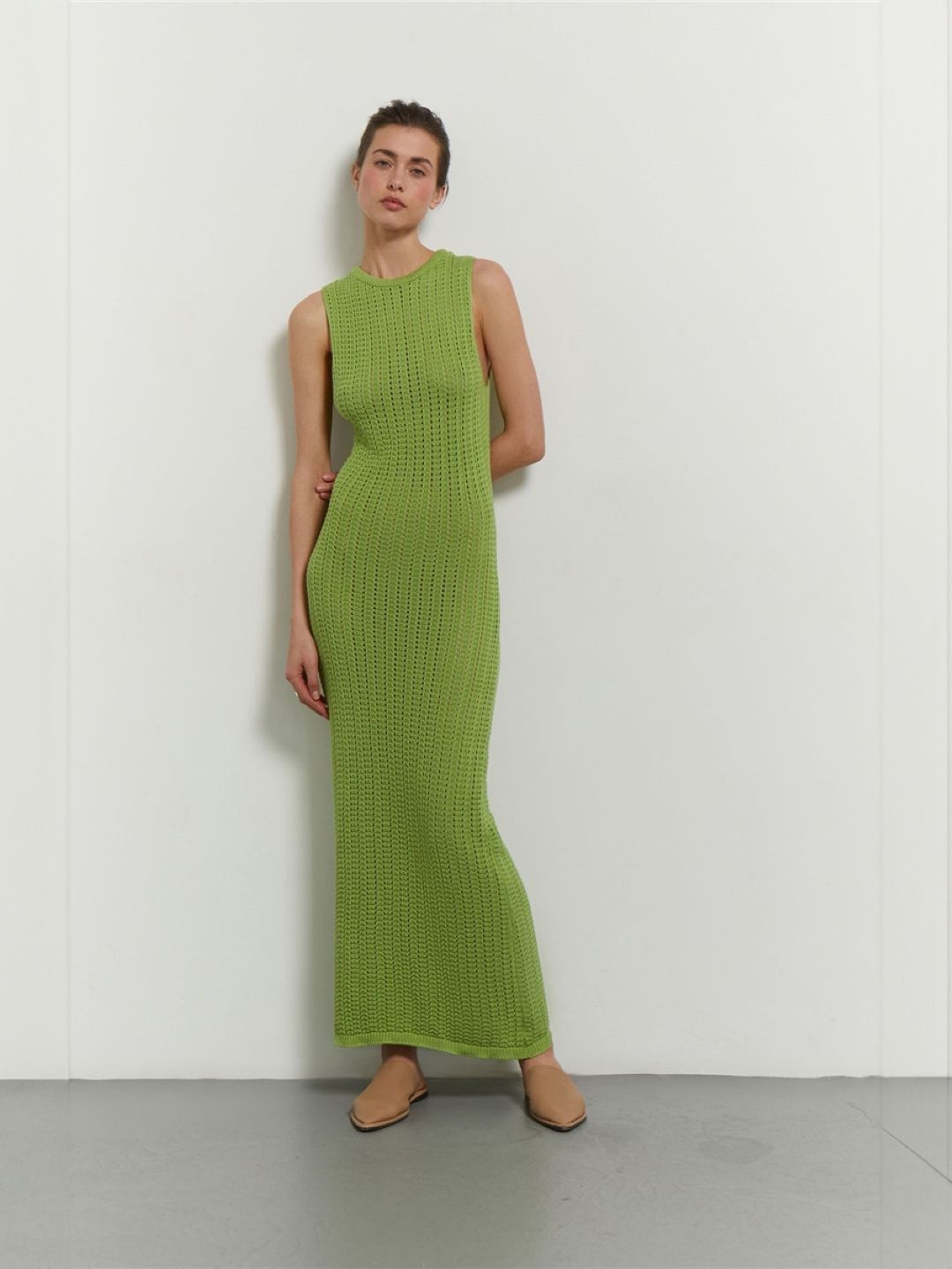 

HERE&NOW Women Self Design Bodycon Maxi Dress, Green