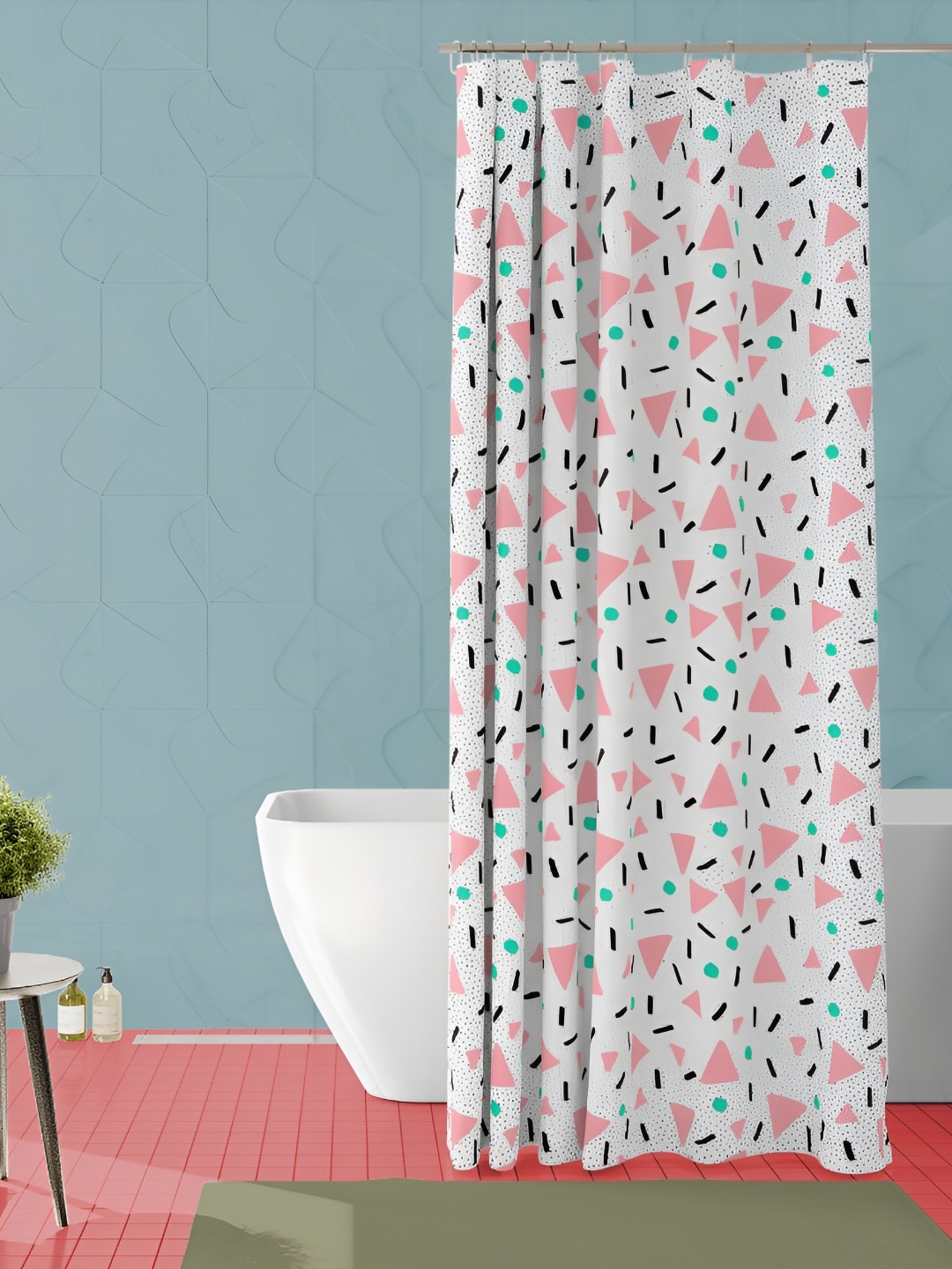 

ArtzFolio White & Pink Printed Waterproof Shower Curtain