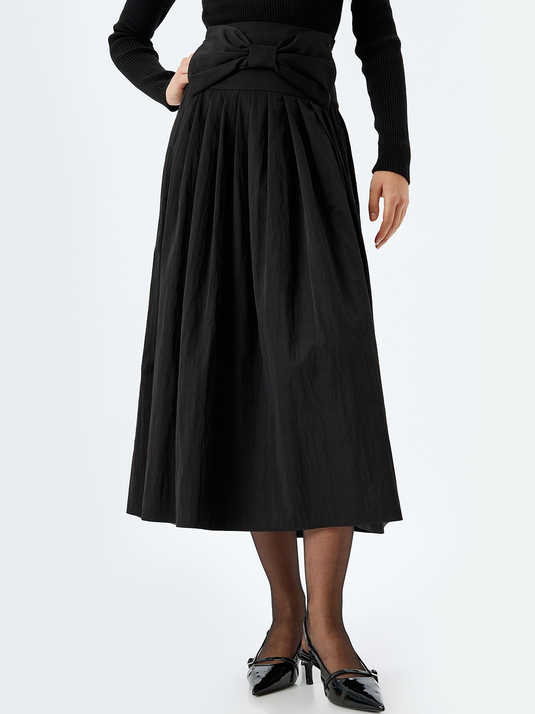 

Koton Women Pleated Flared Midi Skirts, Black