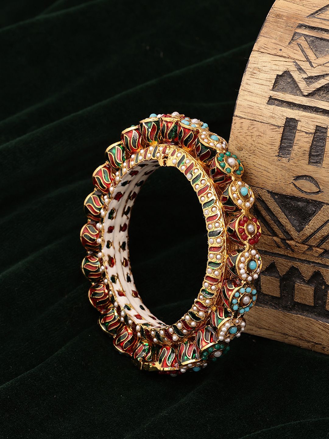 

Ruby Raang Gold-Plated Beaded Bangle