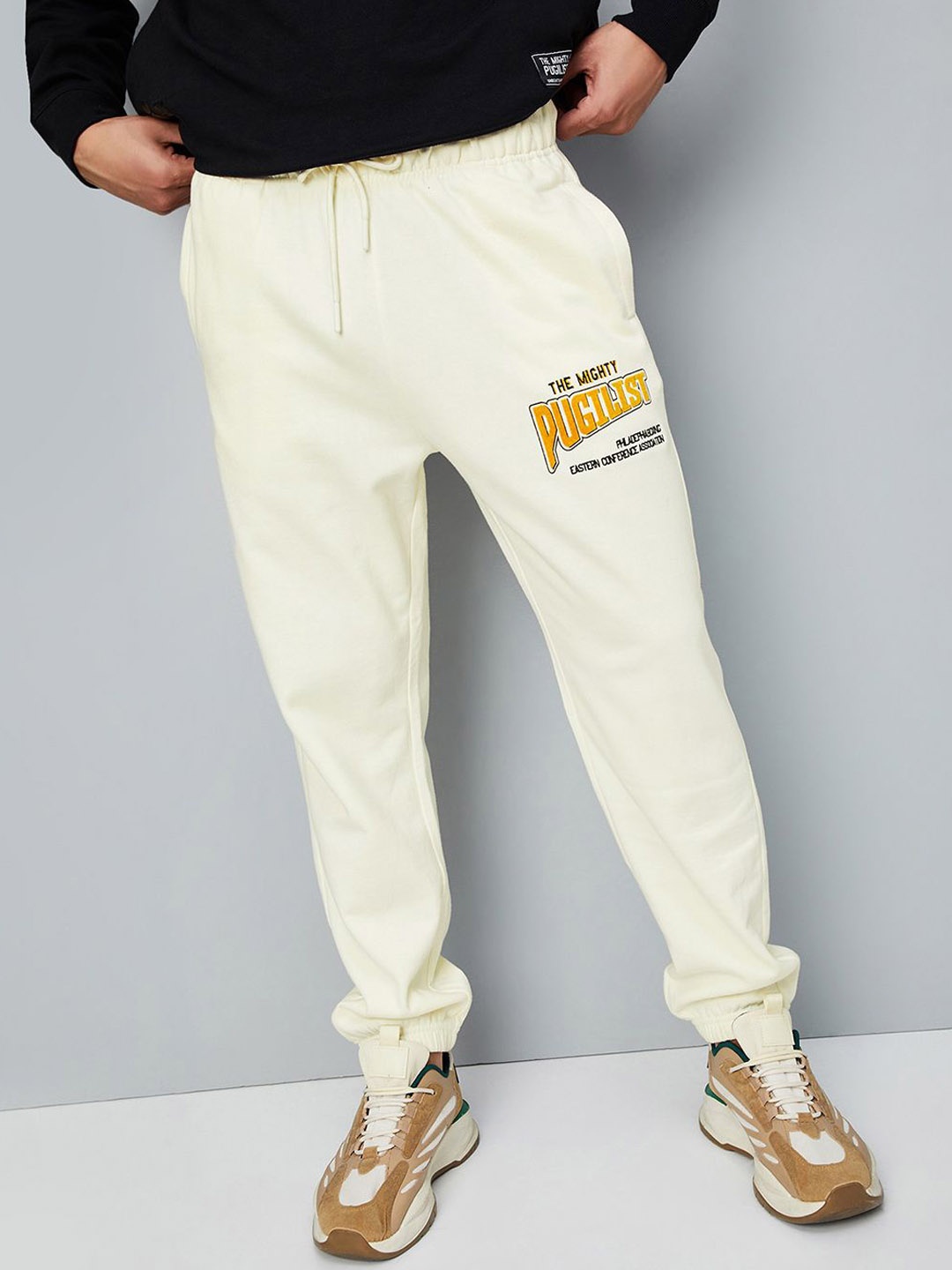 

max Men Printed Jogger Track Pant, Off white