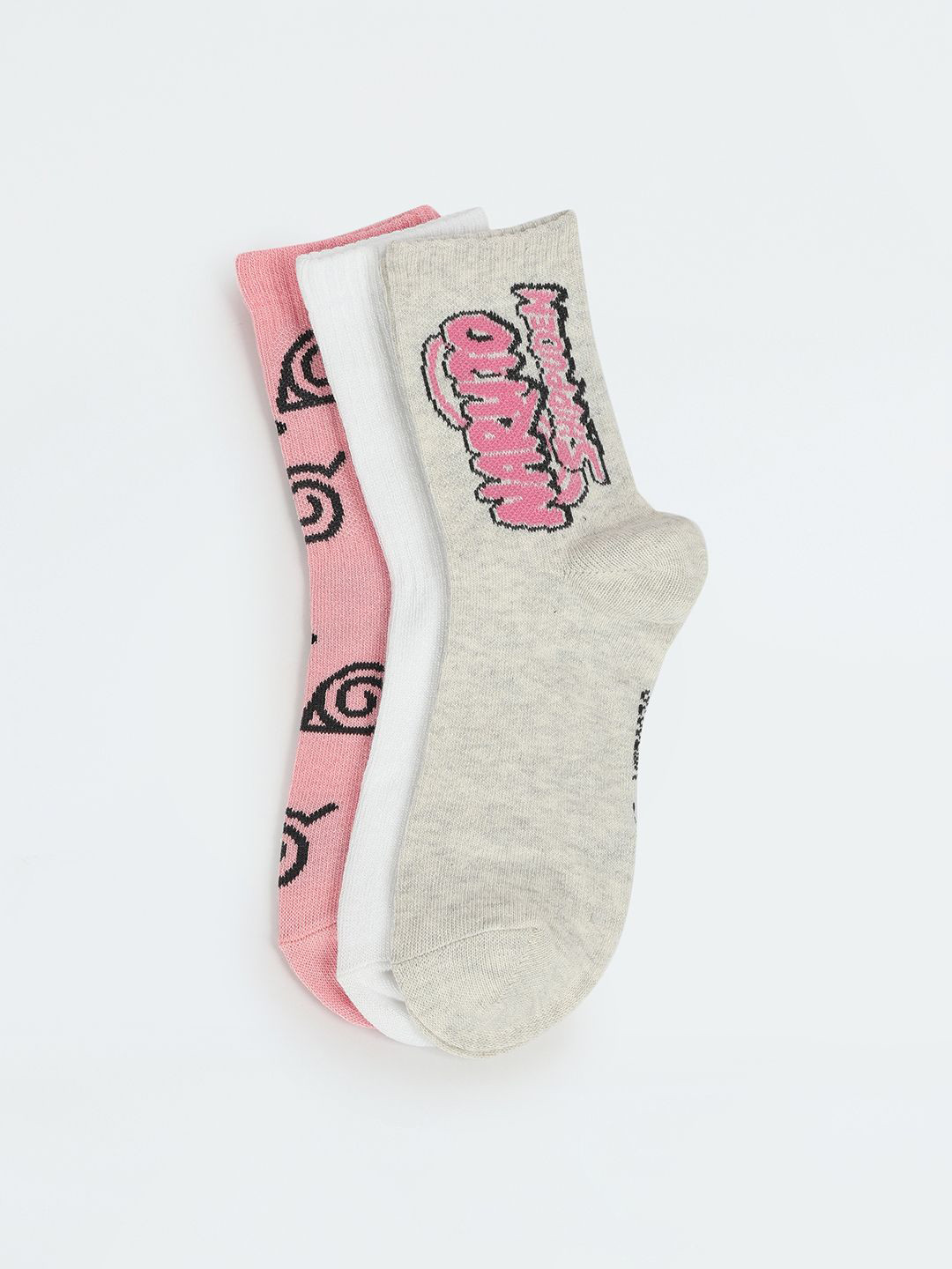 

max Girls Pack Of 3 Patterned Calf Length Socks, Pink