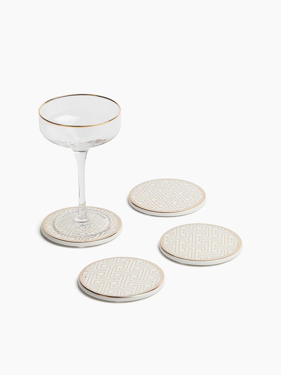 

H&M Yellow & White 4-Pack Porcelain Coasters