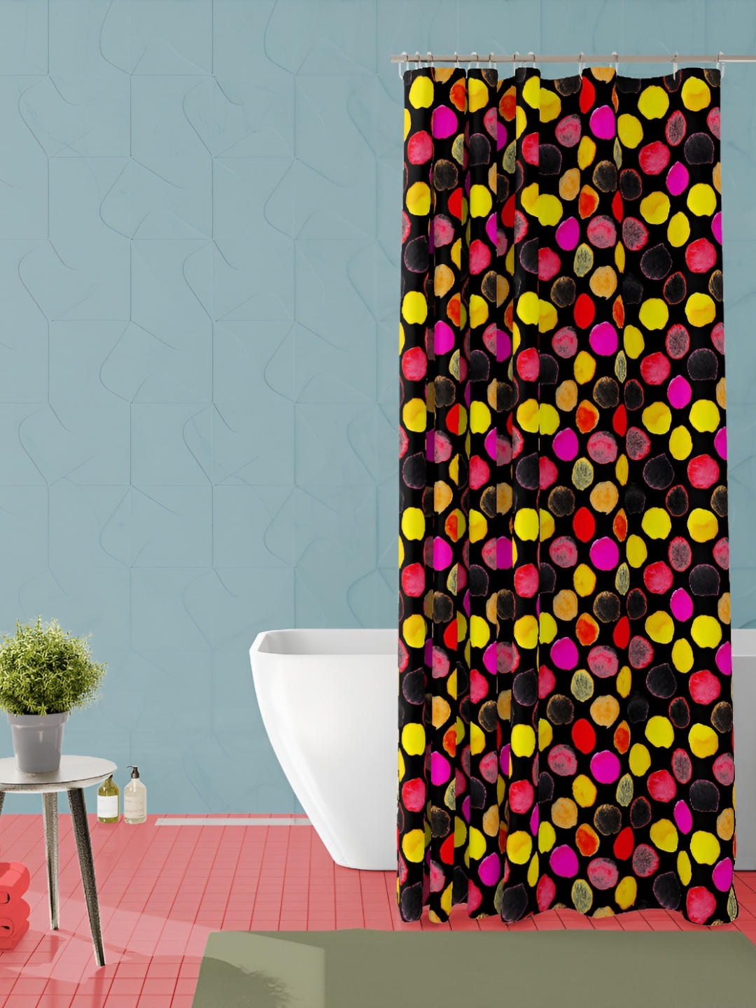 

ArtzFolio Black & Yellow Printed Waterproof Shower Curtain