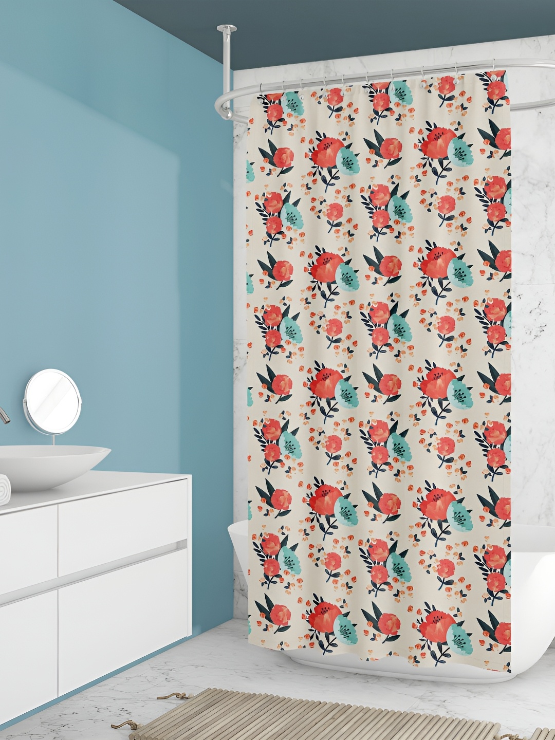 

ArtzFolio Beige & Orange-Coloured Printed Waterproof Shower Curtain