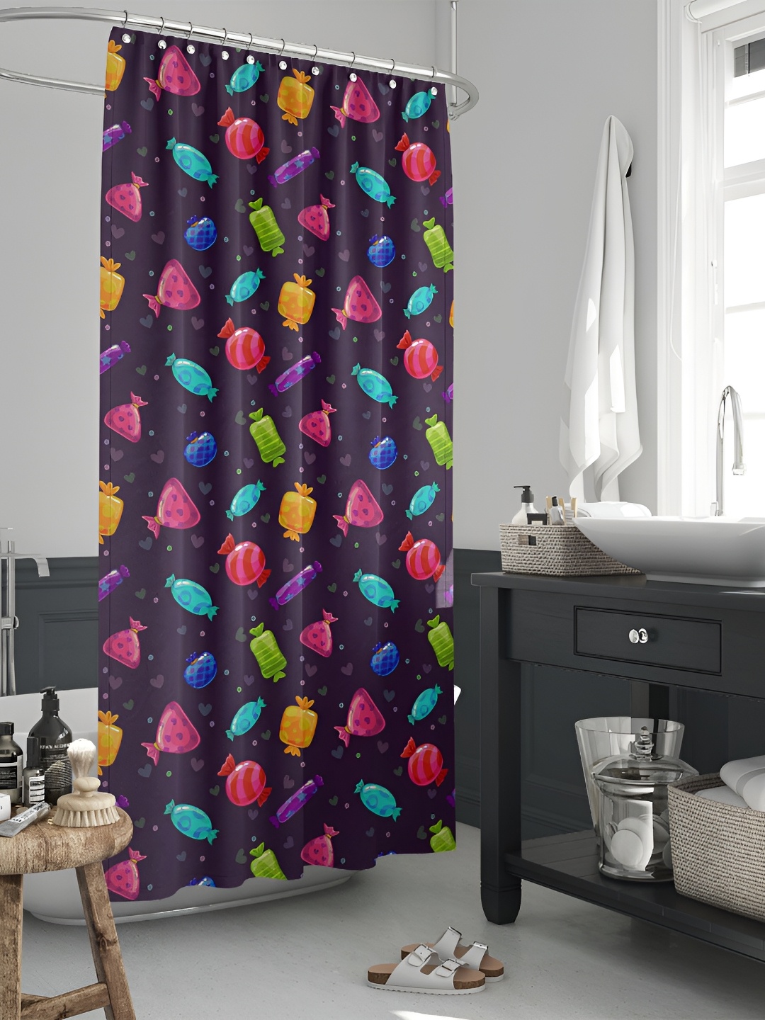 

ArtzFolio Purple & Pink Printed Waterproof Shower Curtain