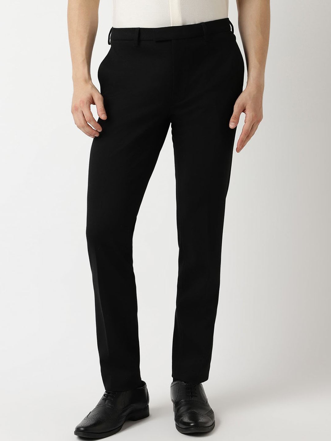 

Marks & Spencer Men Slim Fit Mid-Rise Formal Trousers, Black