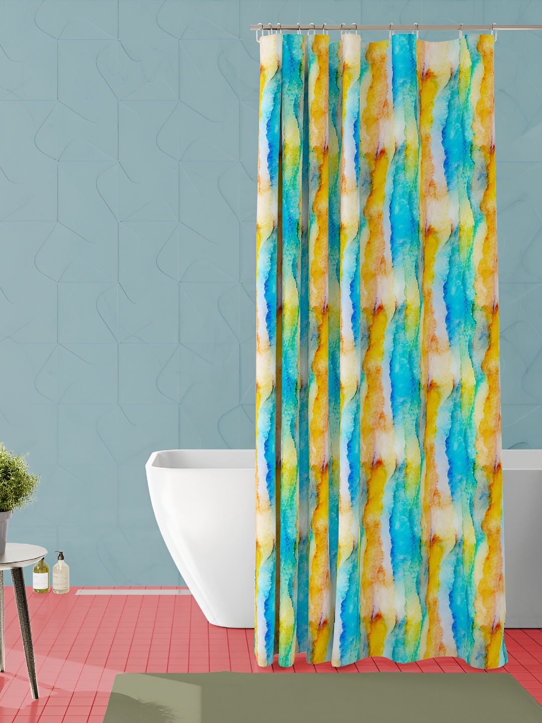 

ArtzFolio Blue & Yellow Printed Waterproof Shower Curtain