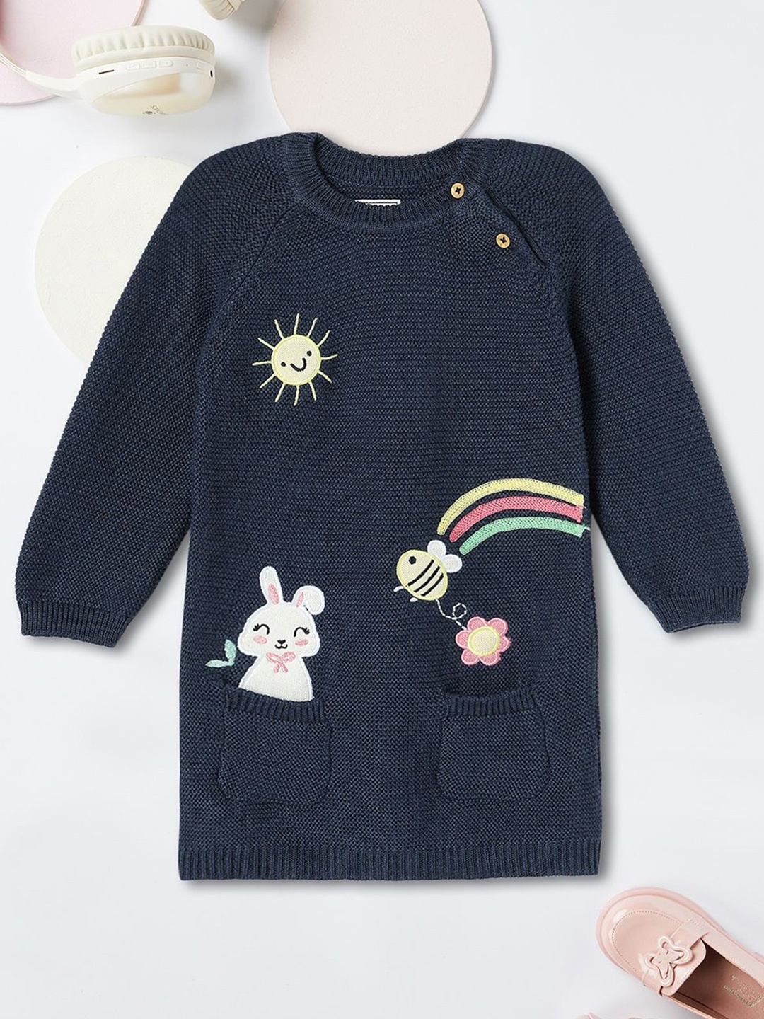 

max Girls Round Neck Pullover, Blue