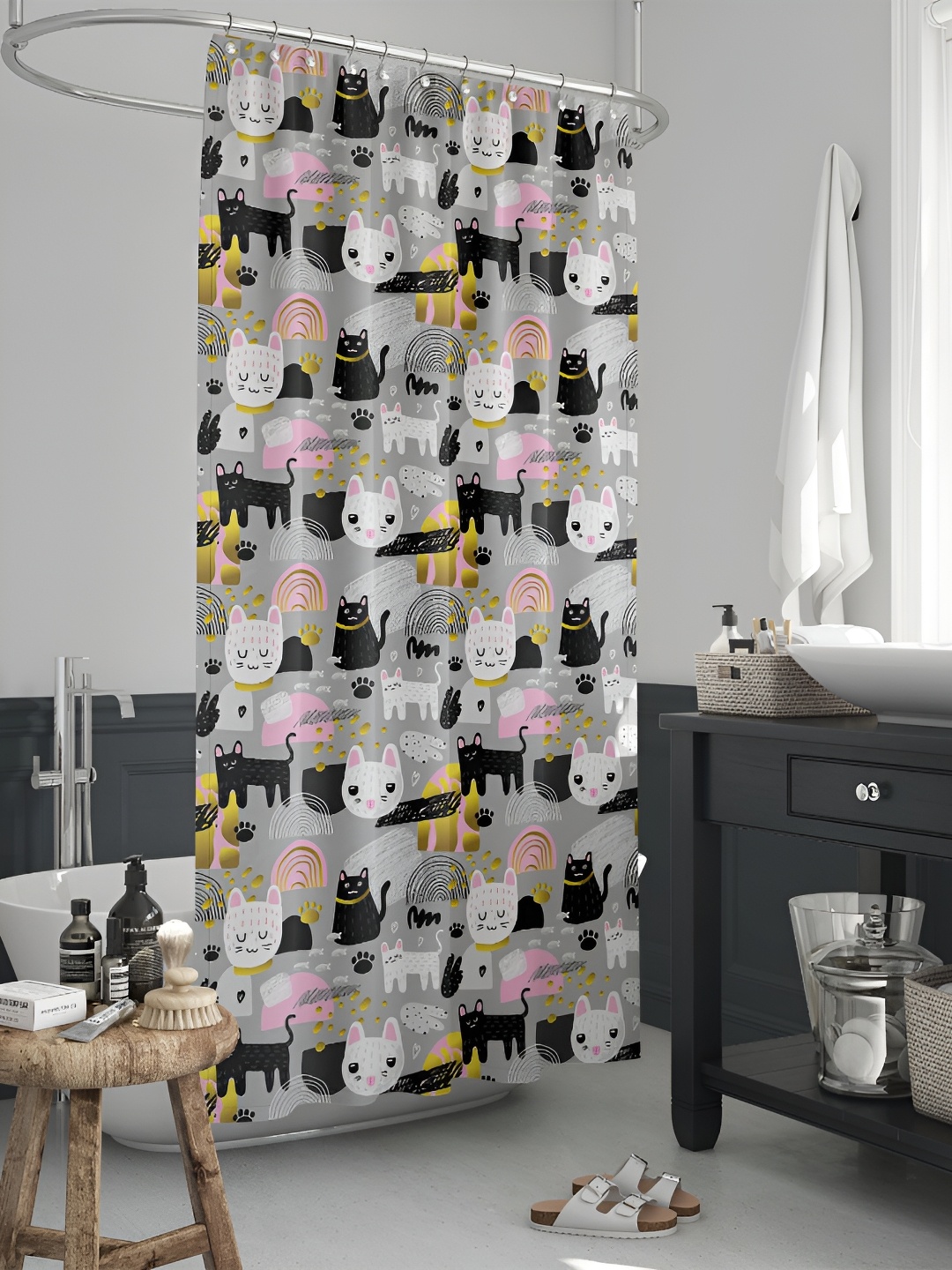 

ArtzFolio Single Piece Waterproof Polyester Shower Curtain, Multi