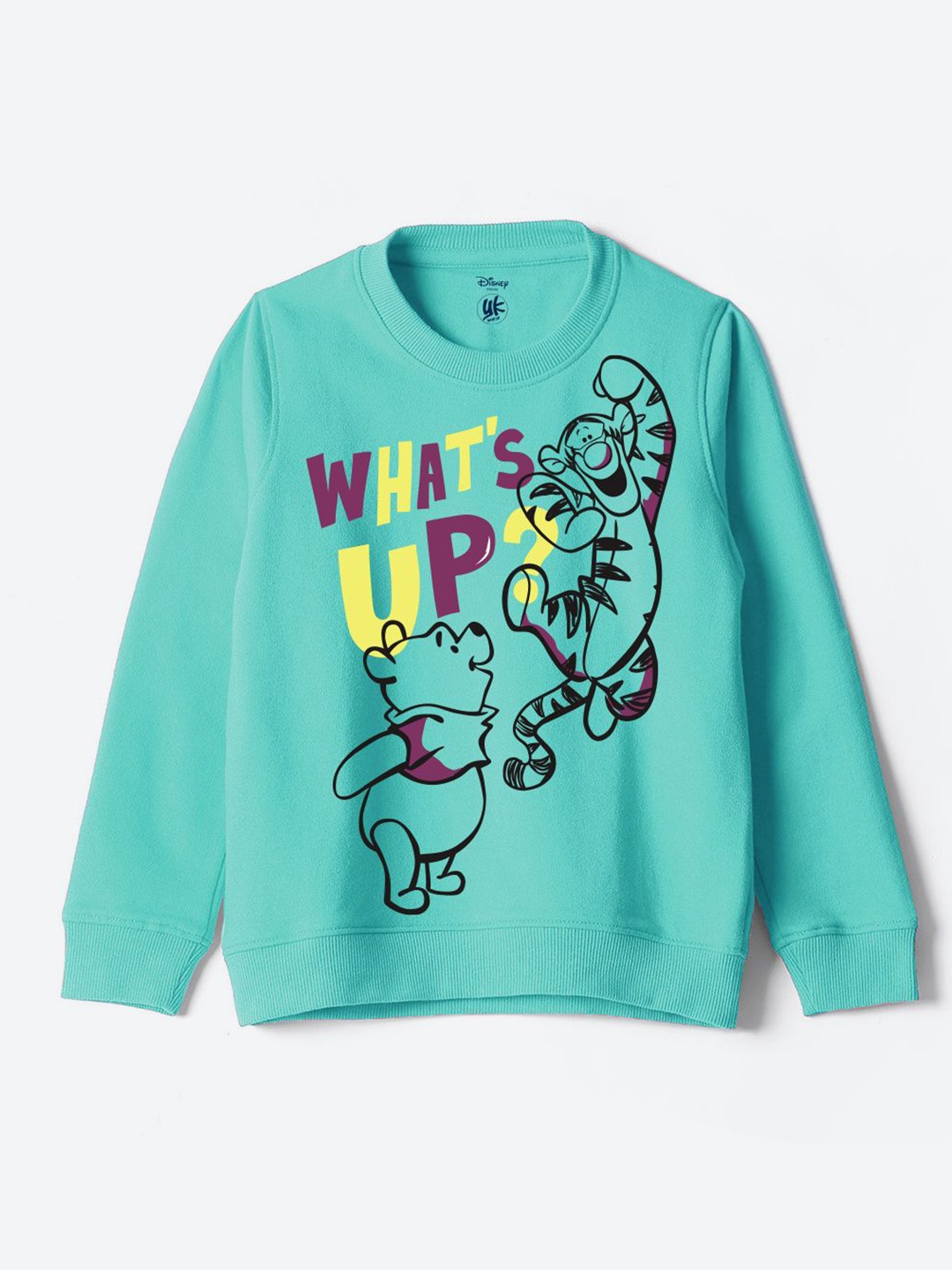 

YK Disney Unisex Kids Typography Printed Pullover Sweatshirt, Green
