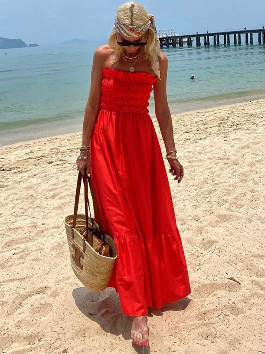 

StyleCast Solid Off-Shoulder Maxi Dress, Red