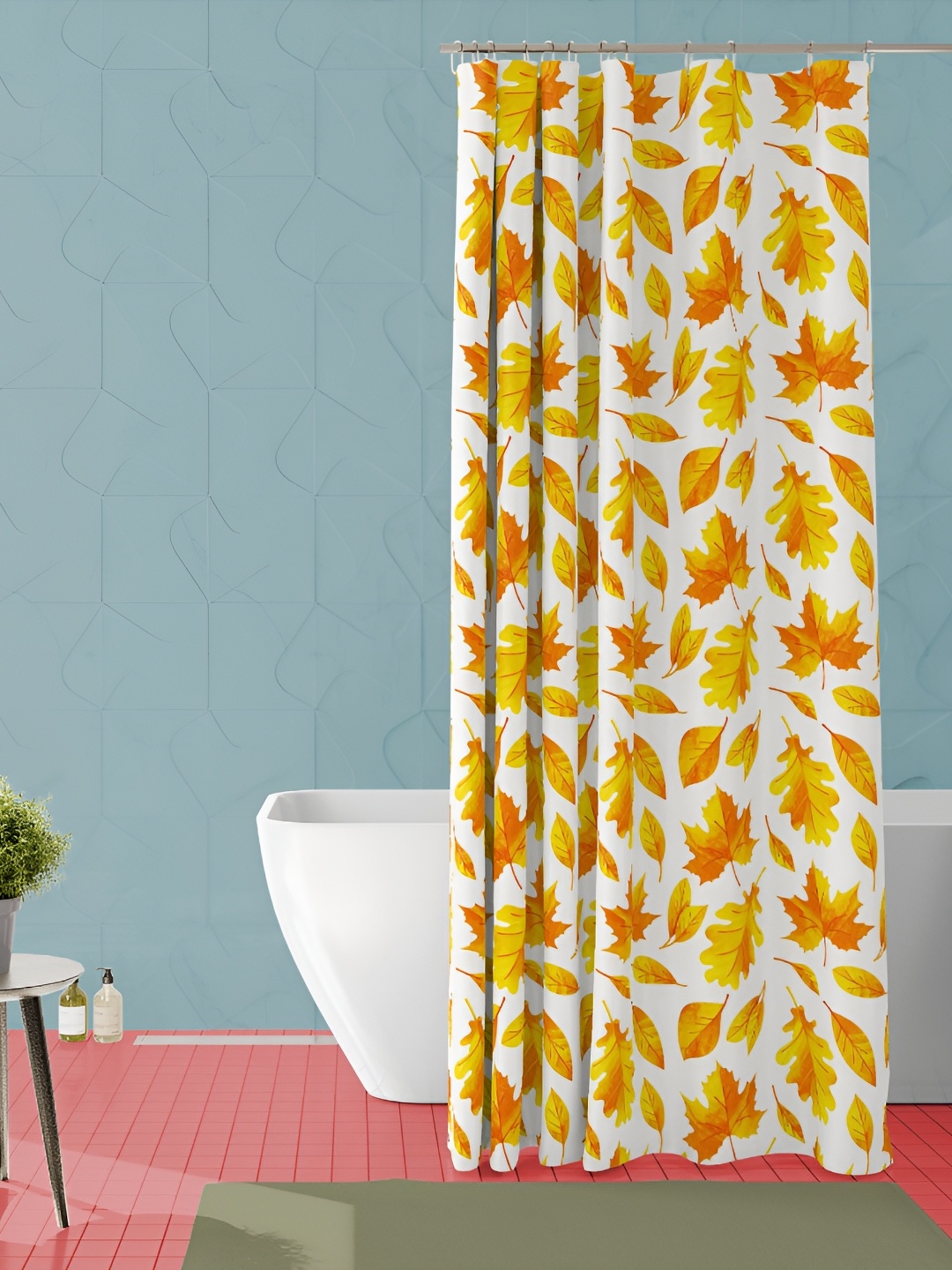 

ArtzFolio White & Yellow Tropical Printed Waterproof Shower Curtain