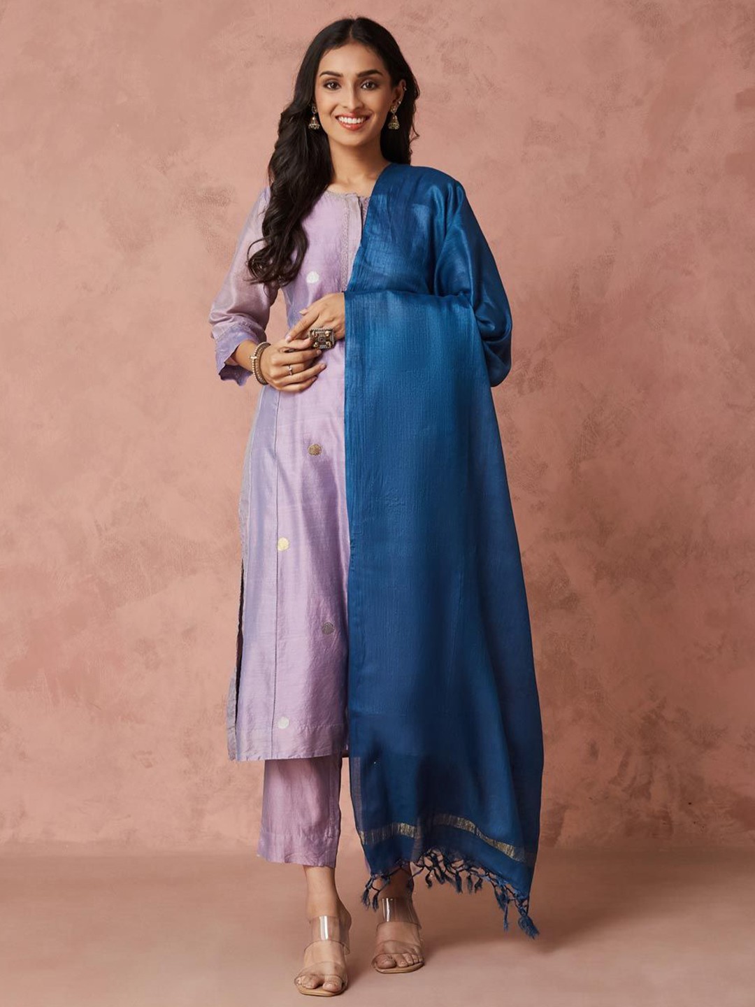 

Fabindia Striped Zari Dupatta, Blue