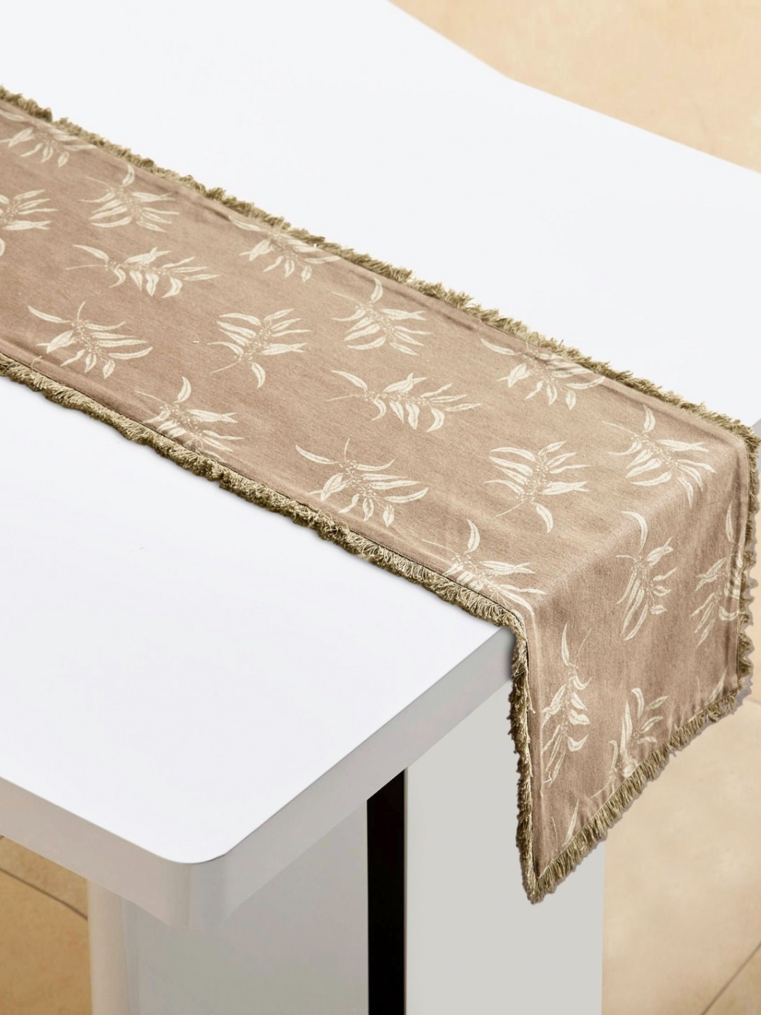 

Home Centre Brown Self Design Table Runner, Beige